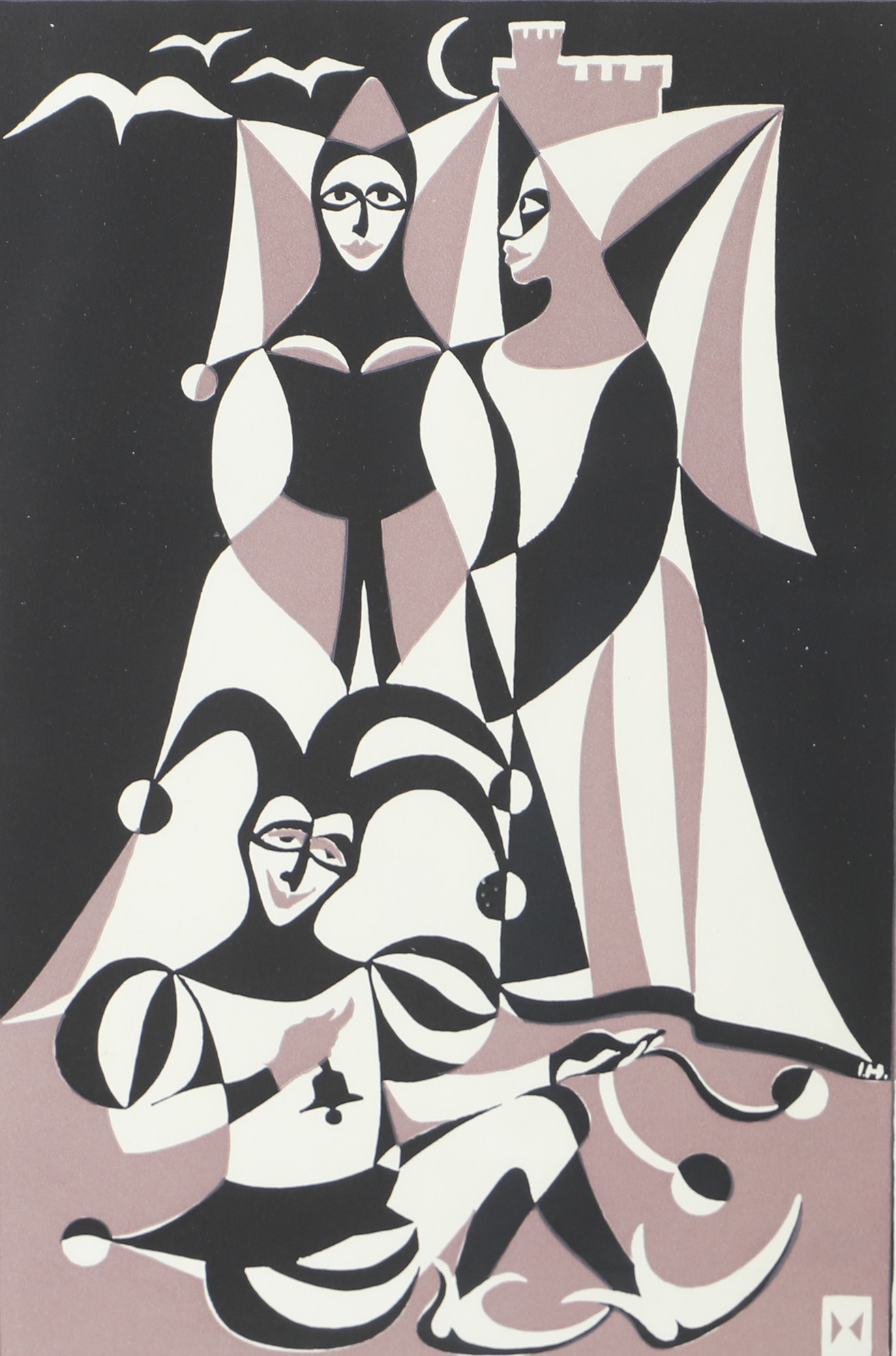 INGA HENSE. Jycklare, färglitografi, signerad -72.