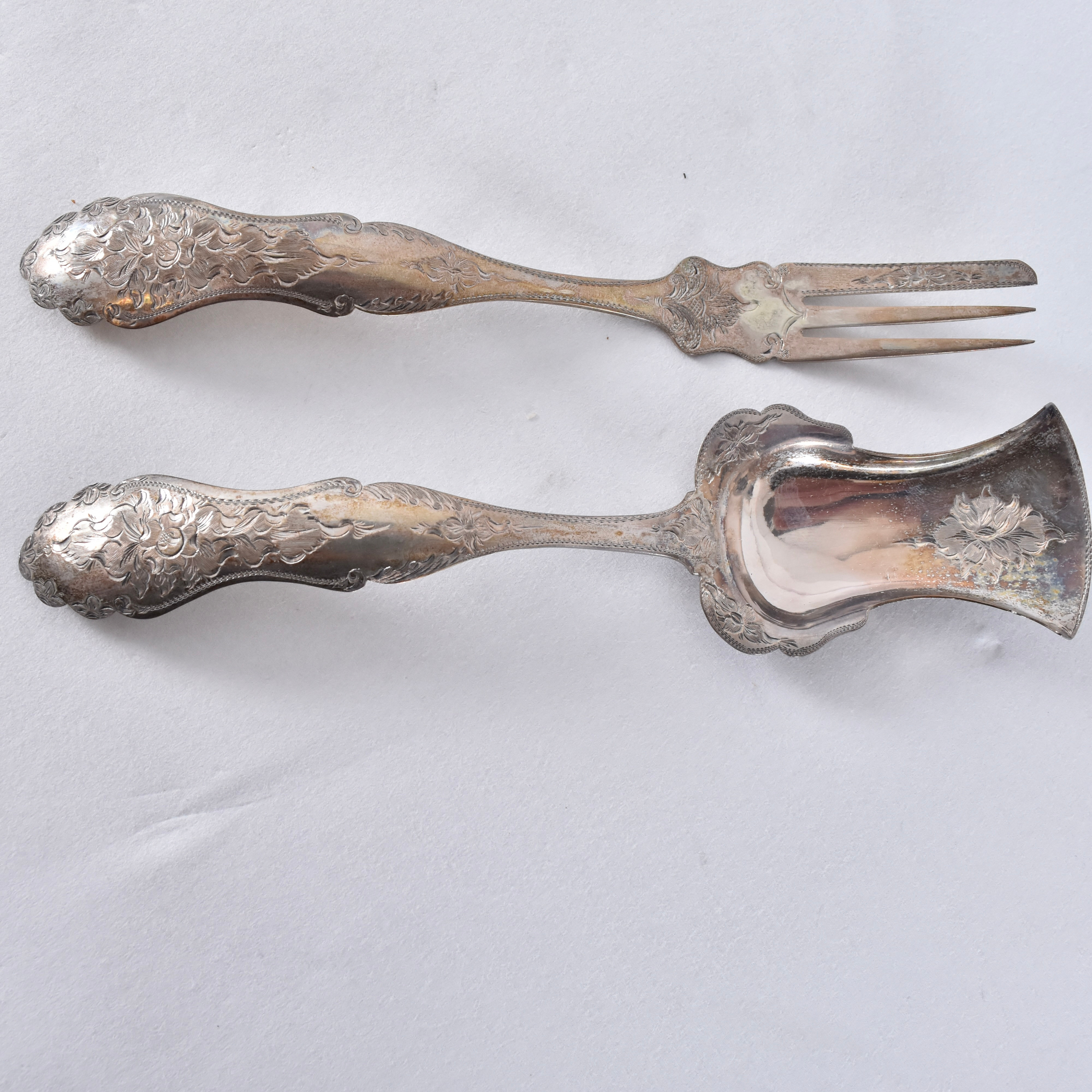 KAKSKED SAMT -GAFFEL, silver, Holland 1863.
