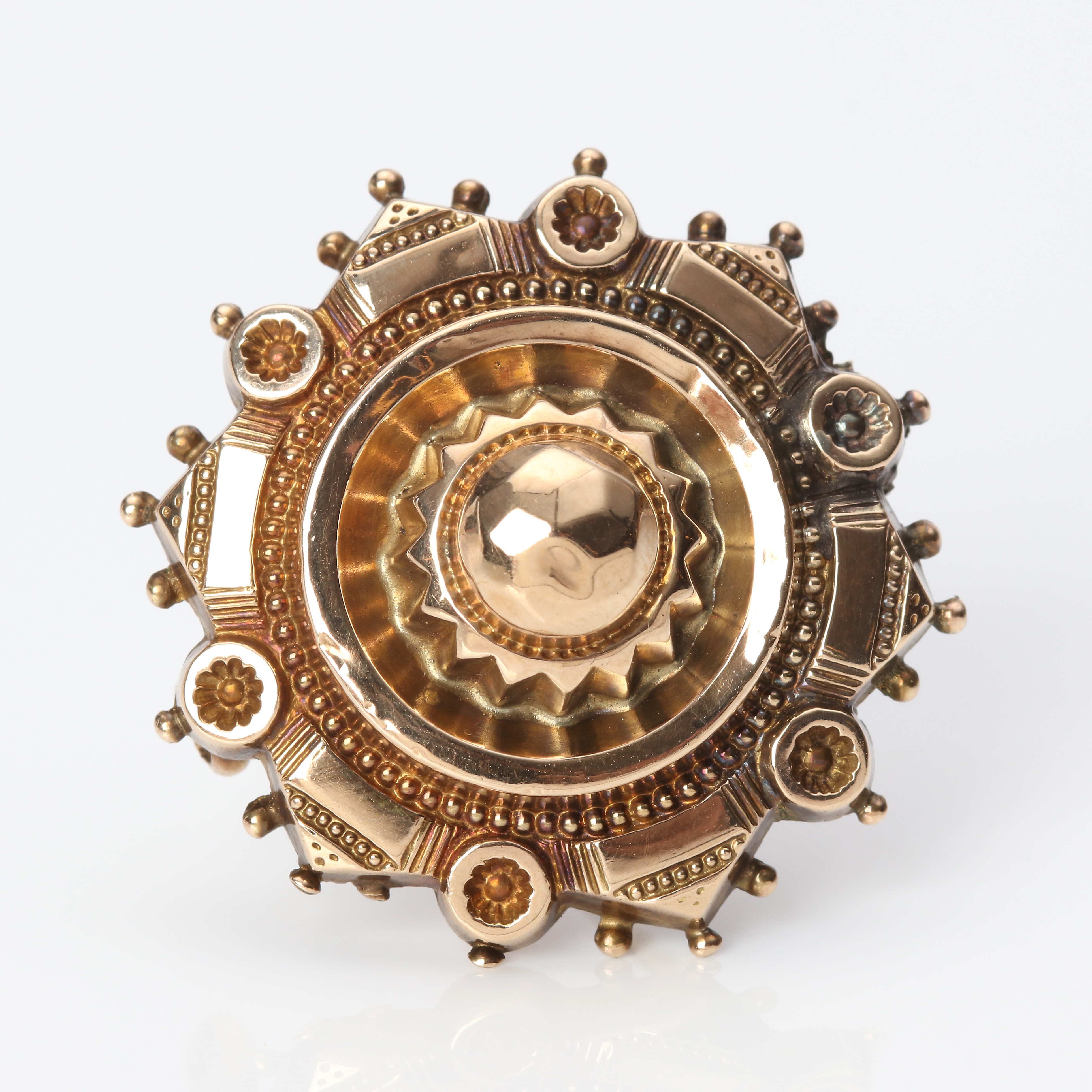 BROSCH. 9k guld, Birmingham, England 1800-talets slut, totalvikt ca 4,7 gram.