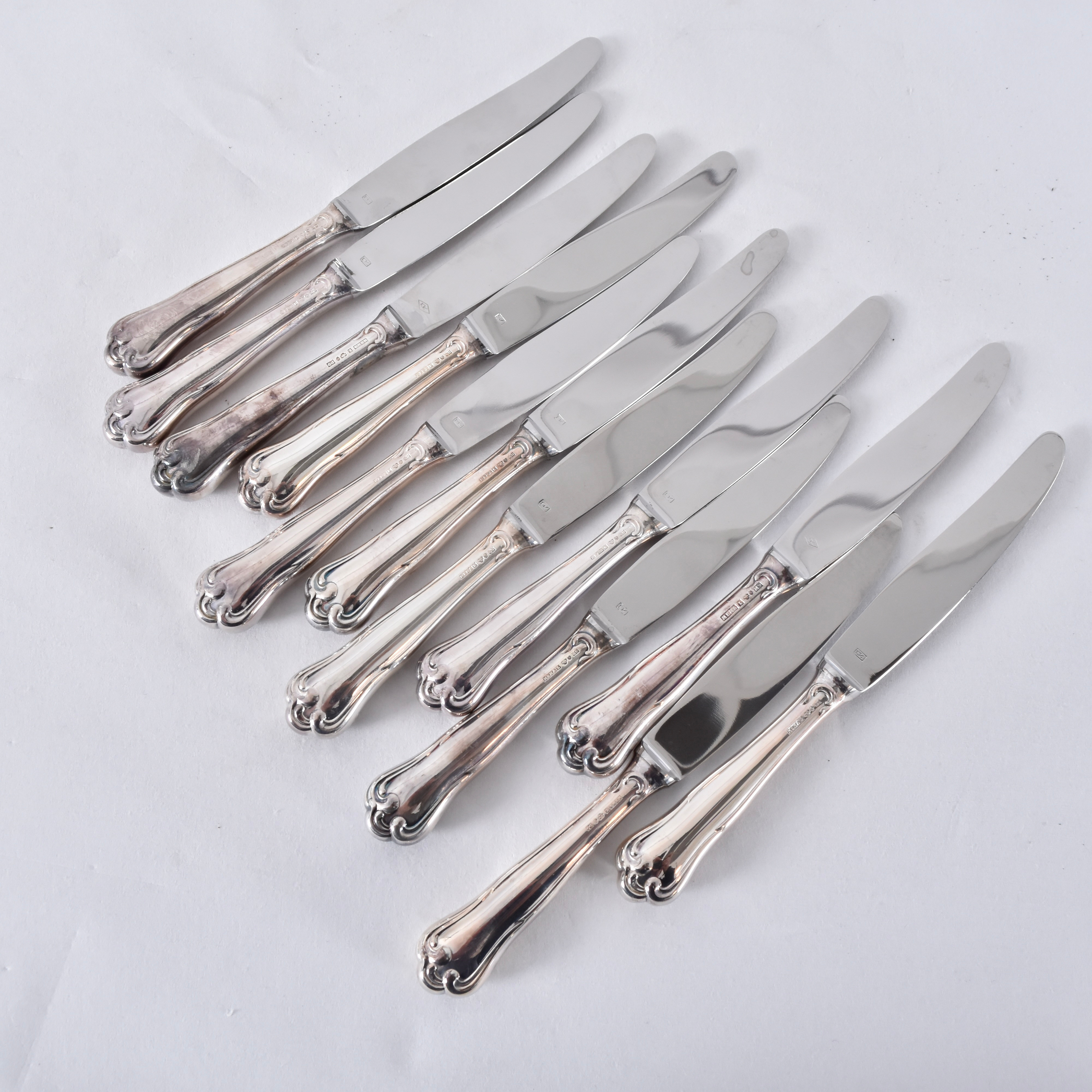 FÖRRÄTTSKNIVAR, 12 st, silver med rostfria blad.