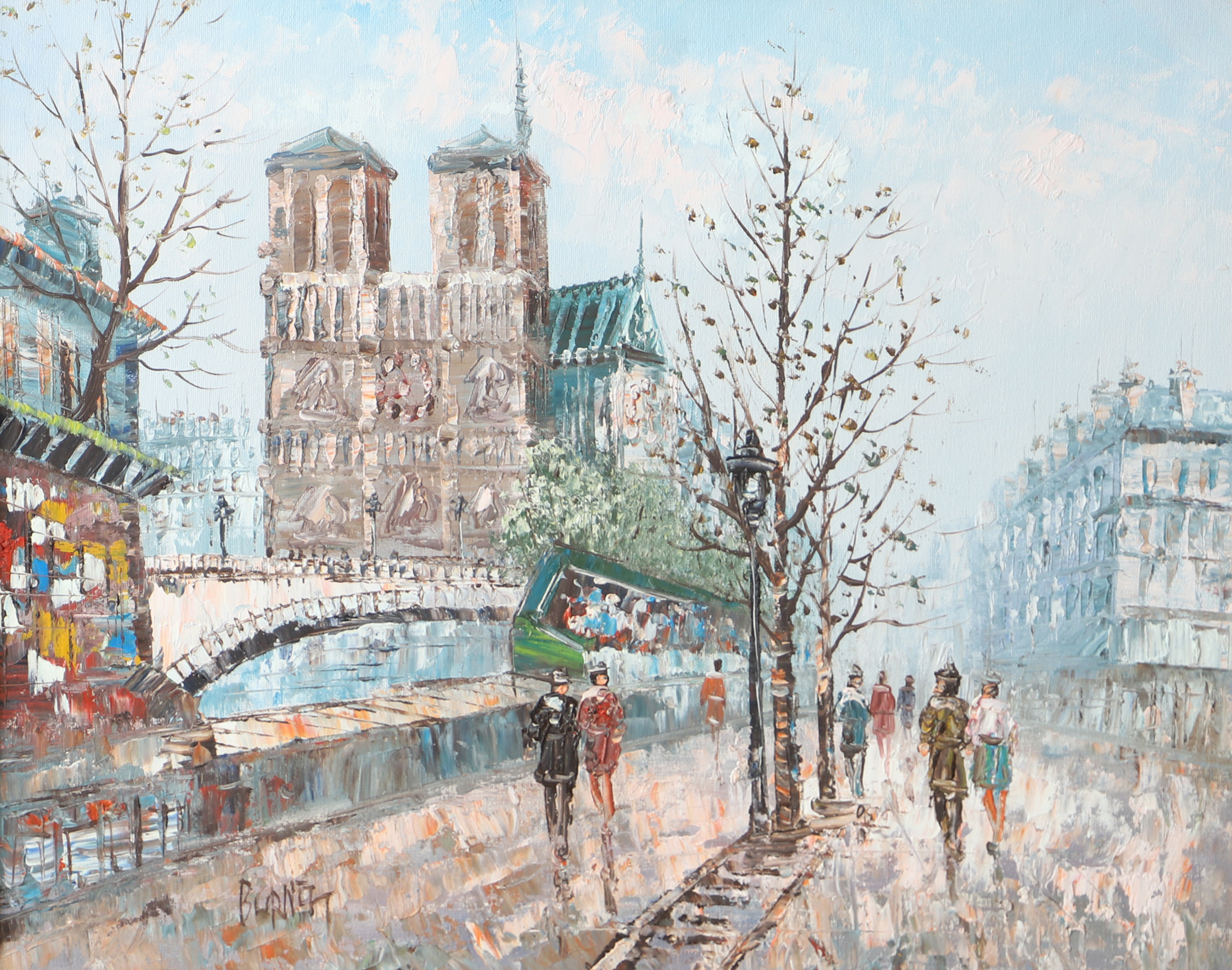 CAROLINE BURNETT. Parismotiv, olja på duk, signerad Burnett.