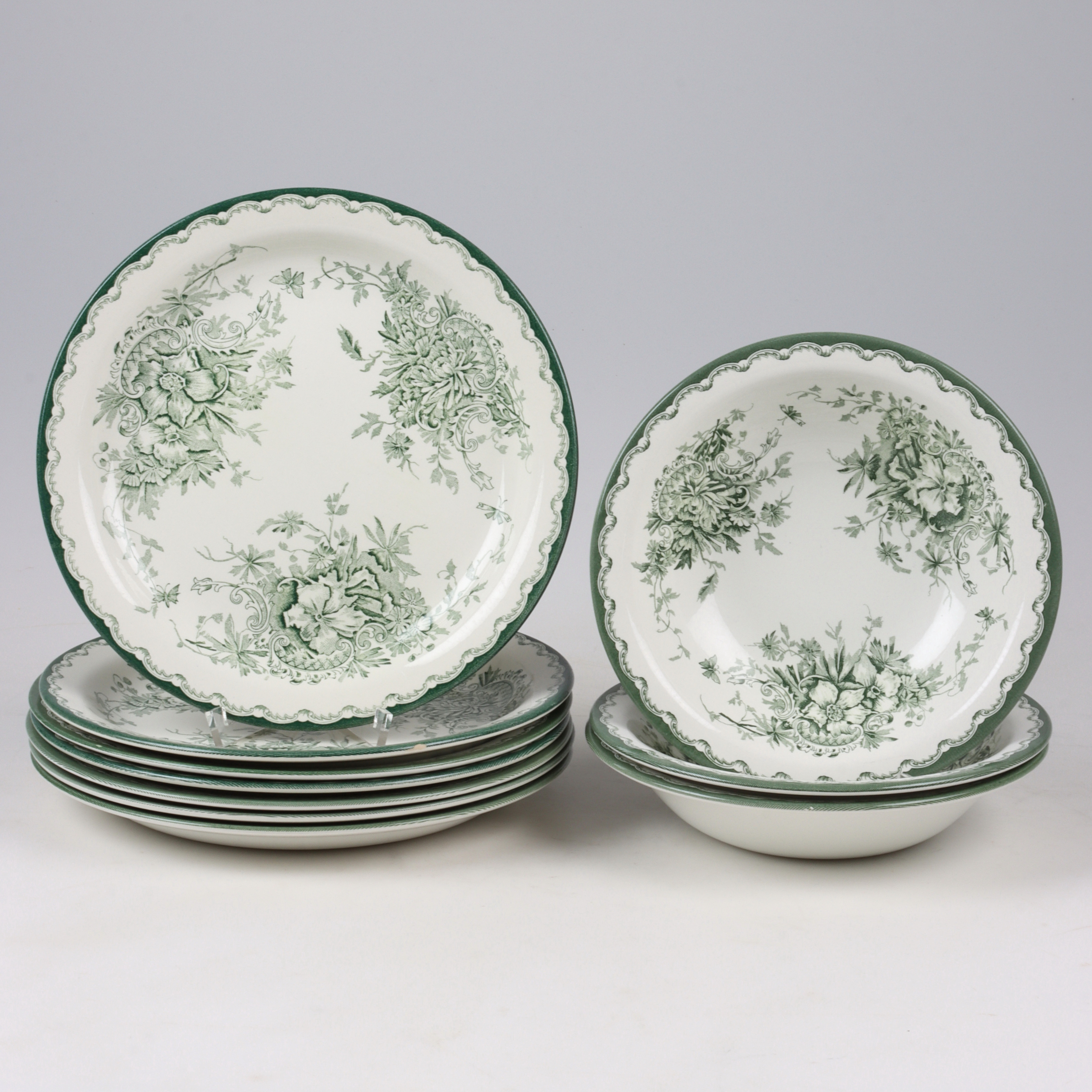 SERVISDELAR, 10 st, porslin, "Grön Anna", Rörstrand.