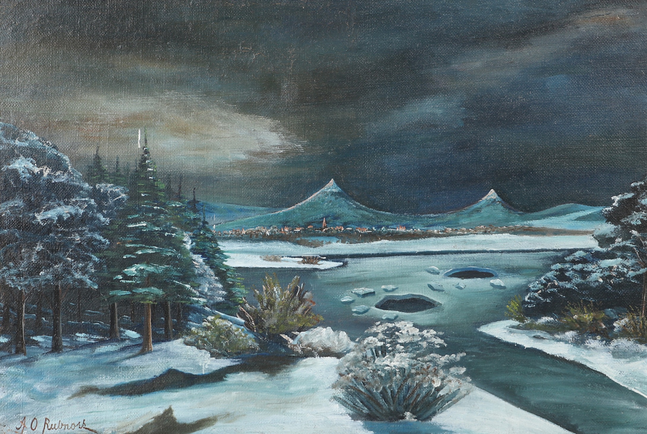 ANDERS OLSSON RUBNORS. Bergslandskap, olja på duk, signerad.