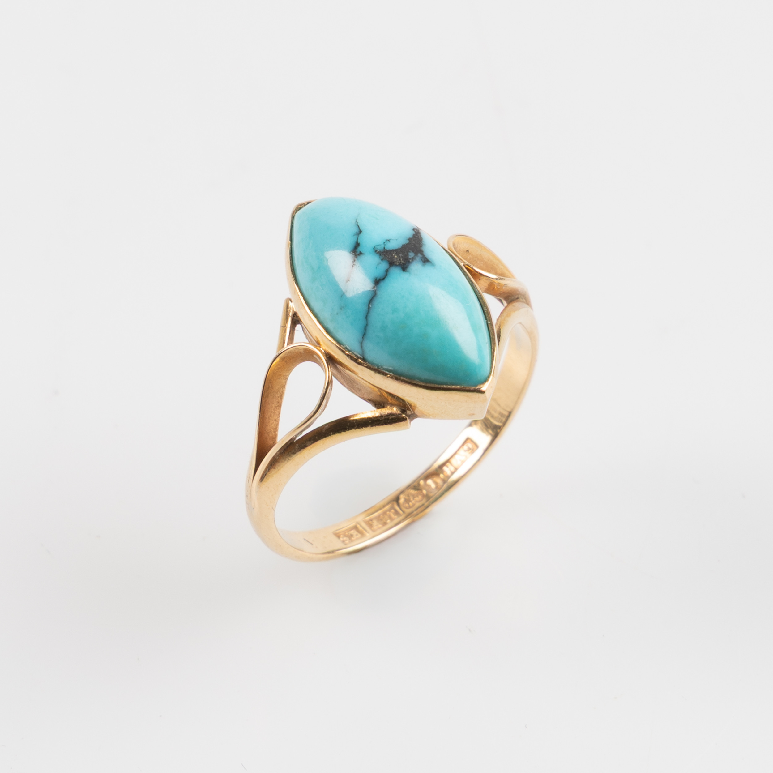 RING, 18K, med turkos, Guldvaruhuset Aktiebolag, Stockholm 1960.