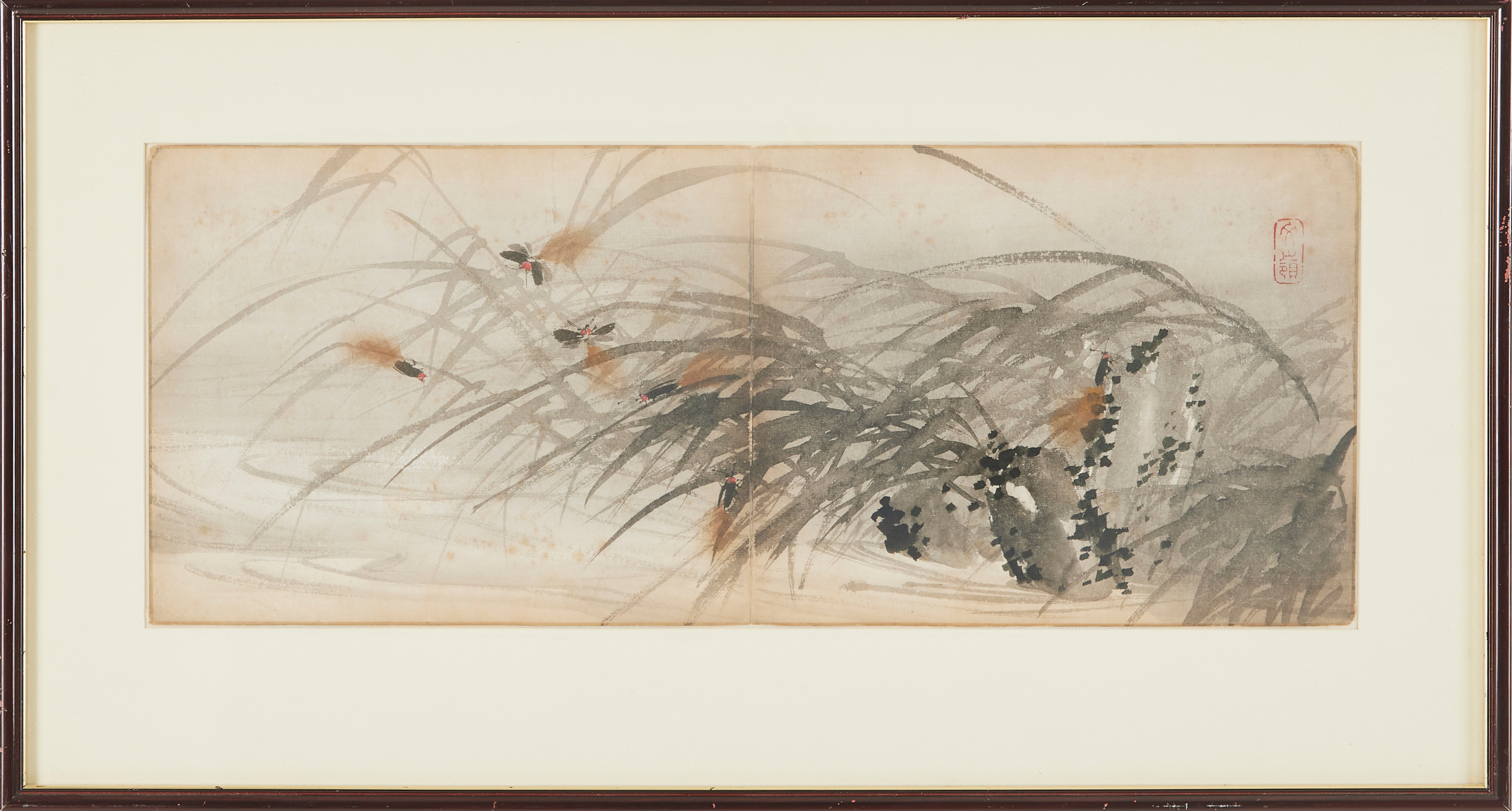 MAEKAWA BUNREI (1837-1917): Insekter, akvarell, stämpel märkt.