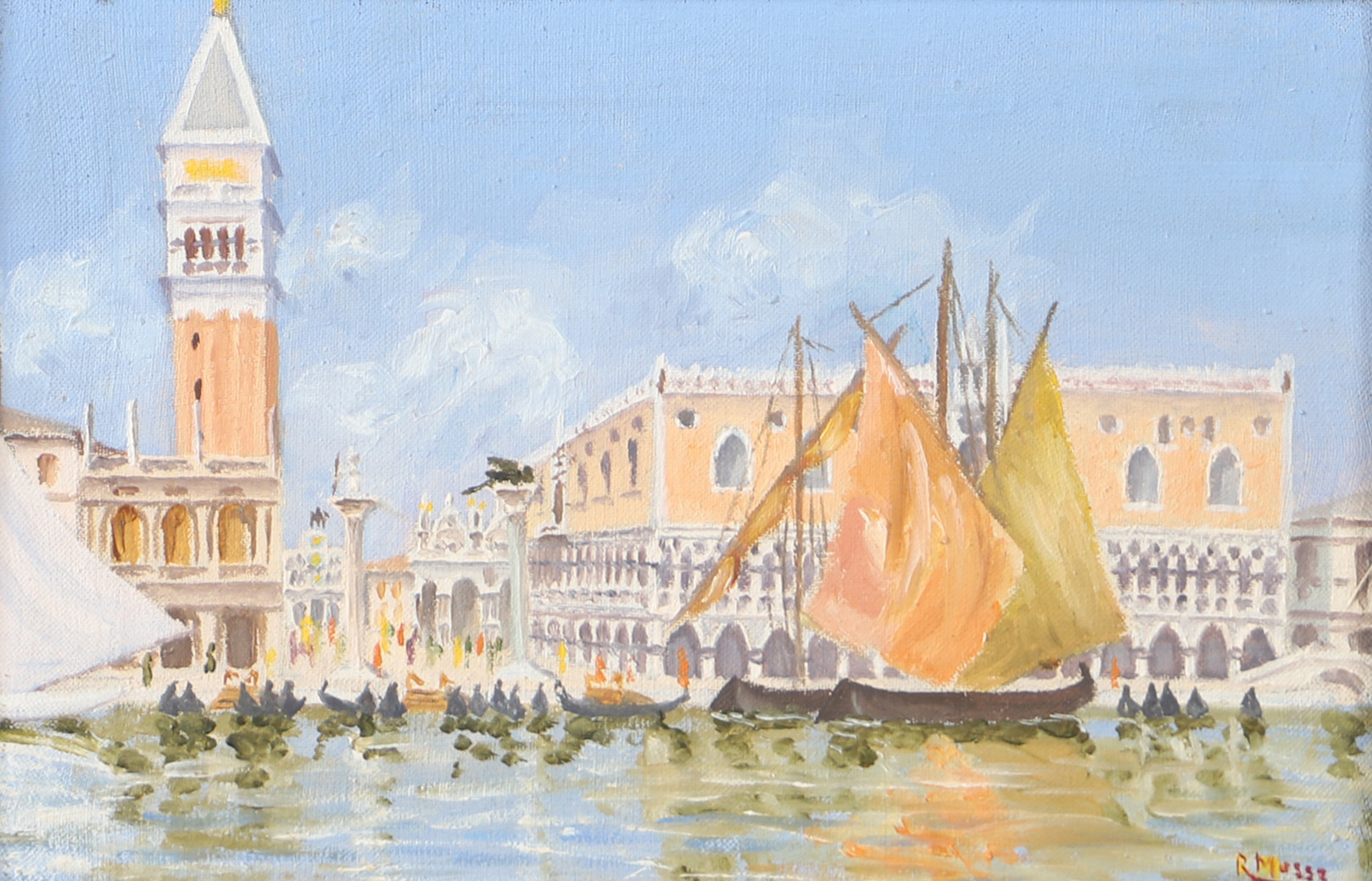 OIDENTIFIERAD KONSTNÄR. Motiv från Venedig, olja på duk, otydligt signerad.