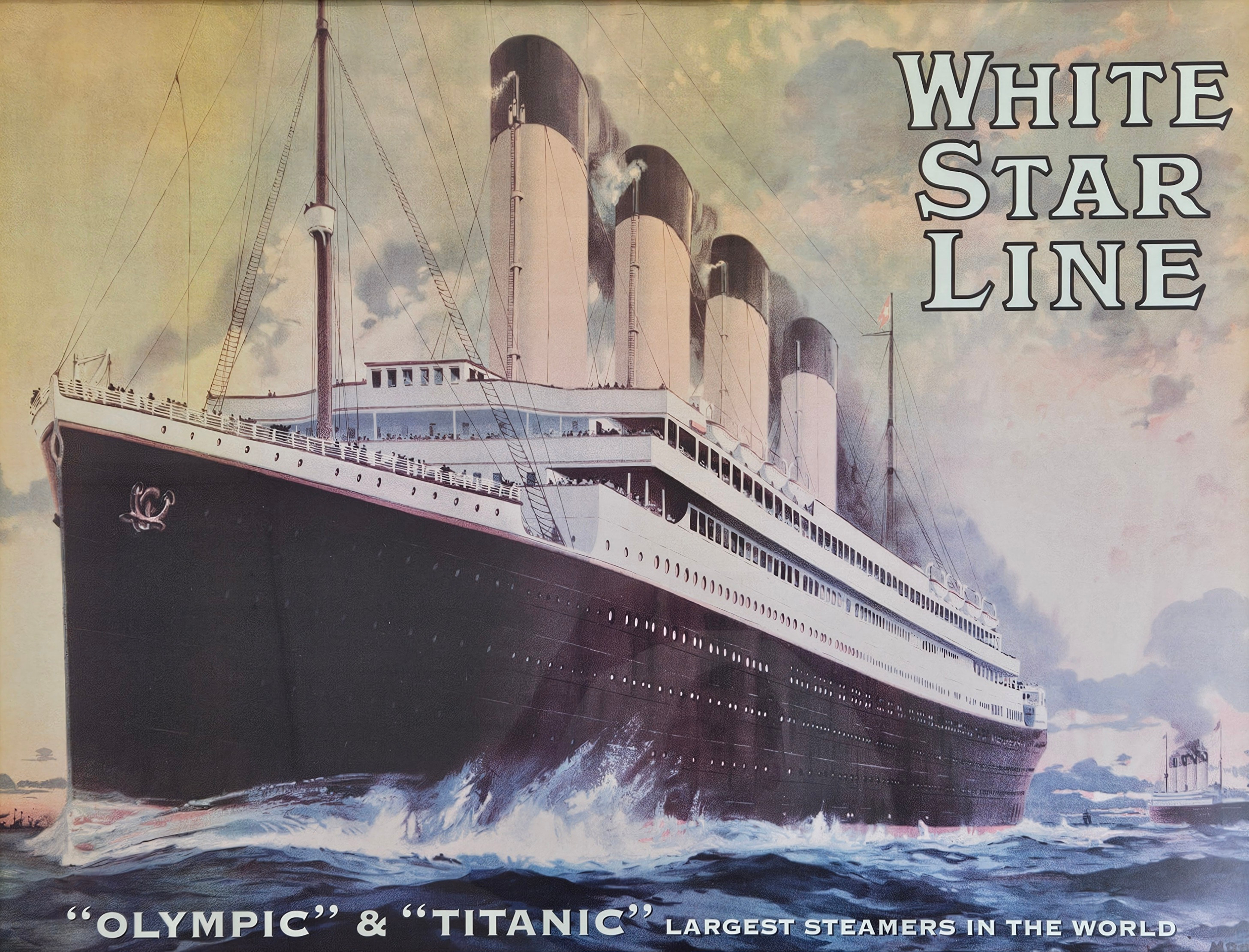 TRYCK, White Star Line, "Olympic" & "Titanic", largest steamers in the world.