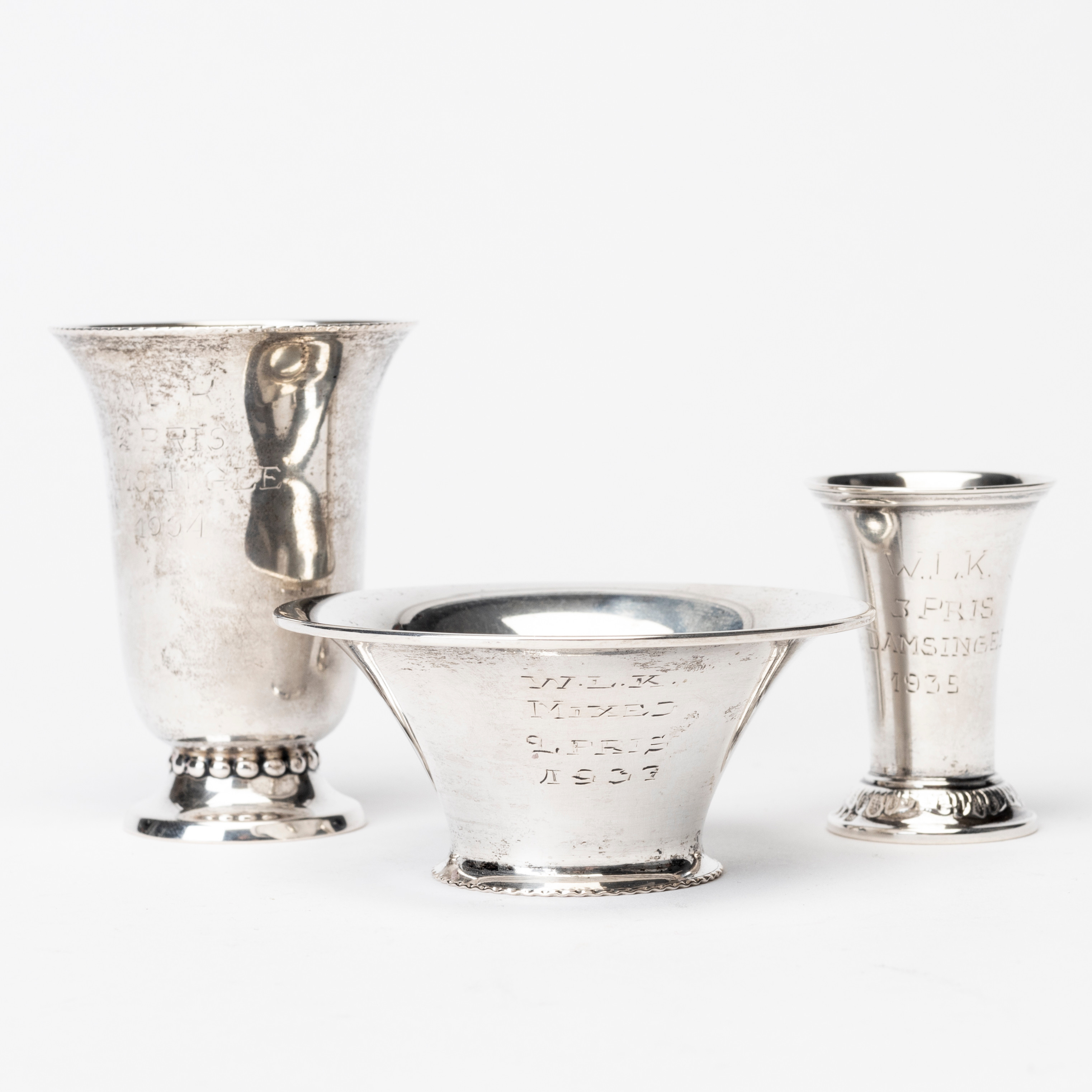 SKÅL samt POKALER, 2 st, silver, MGAB samt GAB, 1929-33.