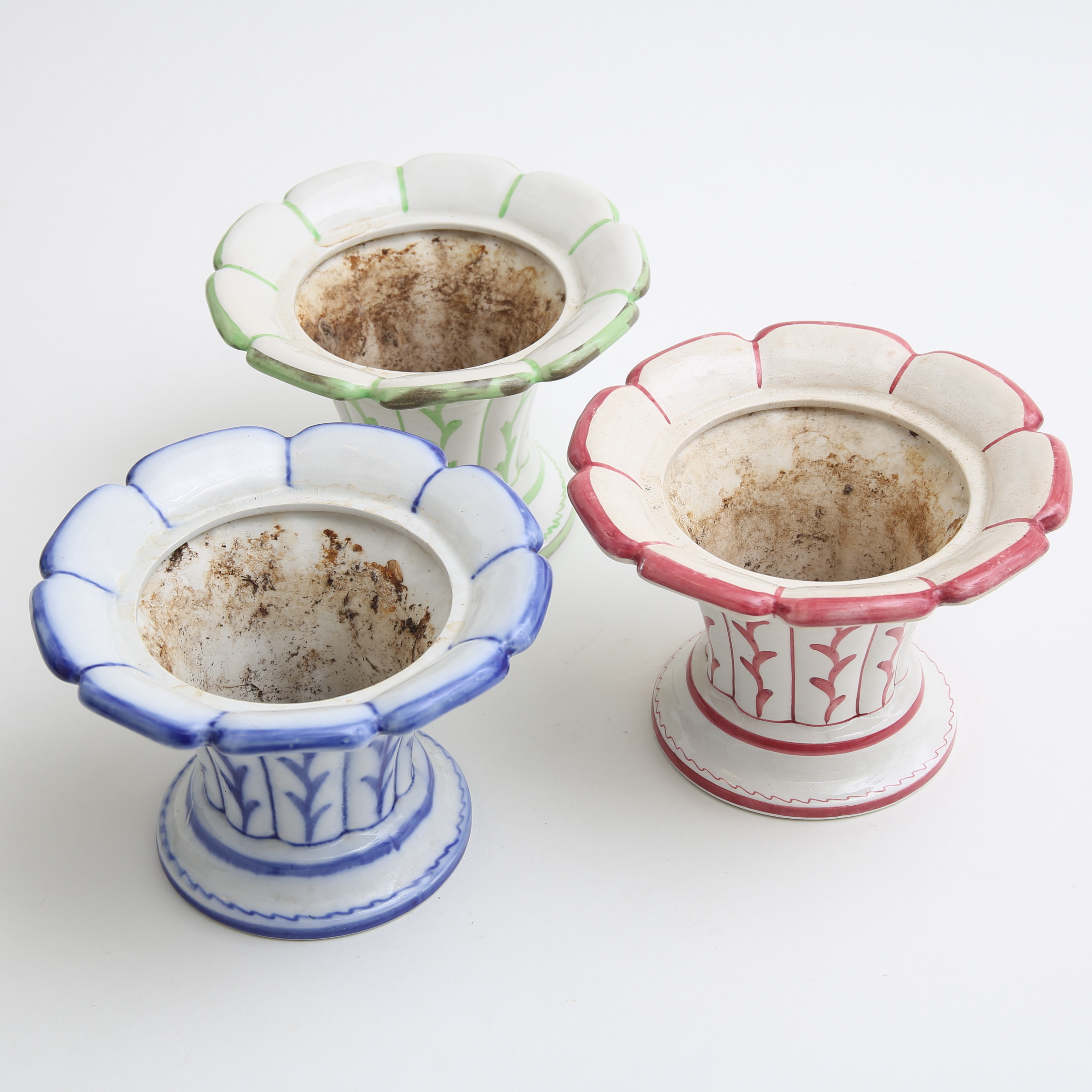 WILHELM KÅGE. Tulpanvaser, 3 st, flintgods, Gustavsberg, 1920/30-tal.