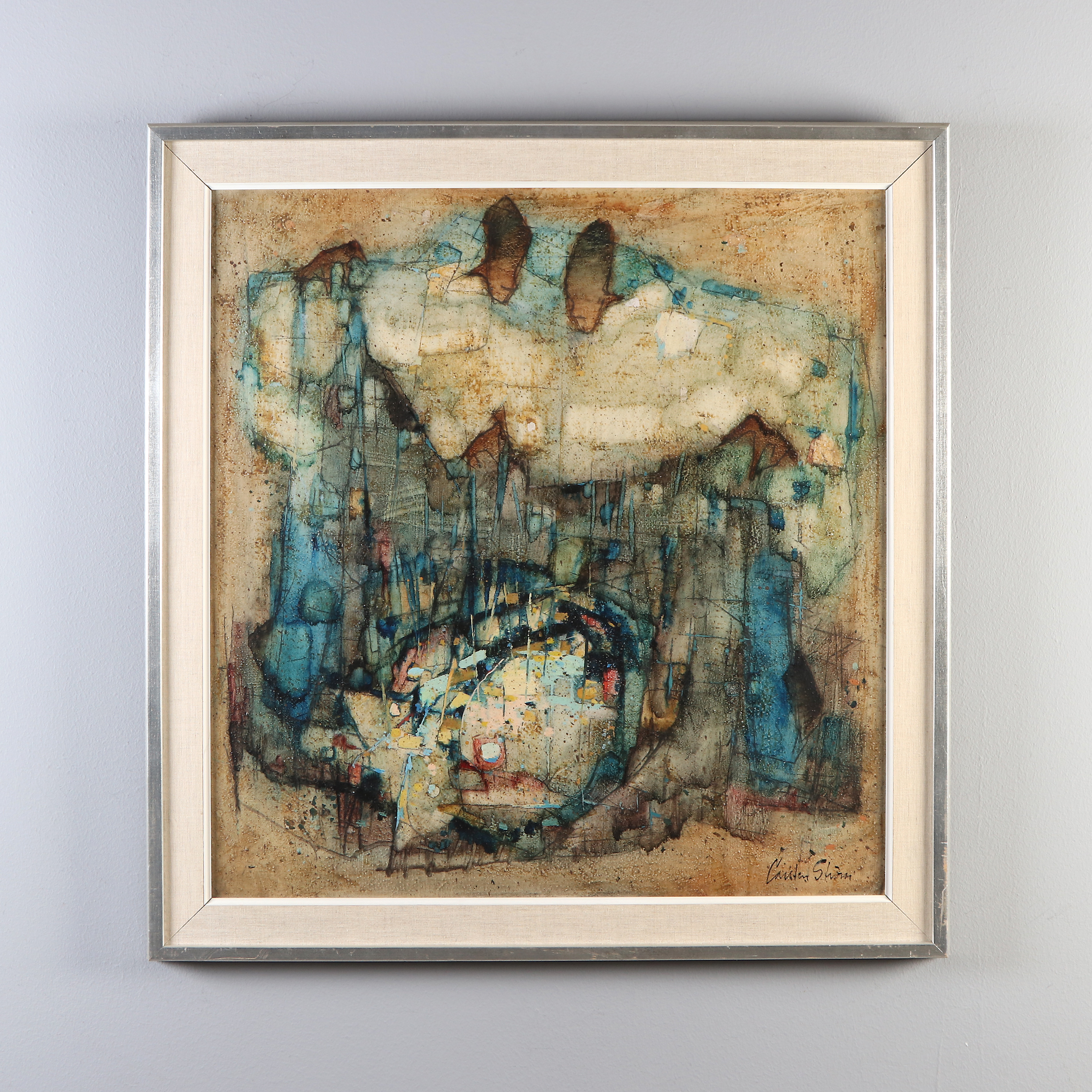 CARSTEN STRÖM. Oljemålning på duk. "Fiskafänge". Signerad.