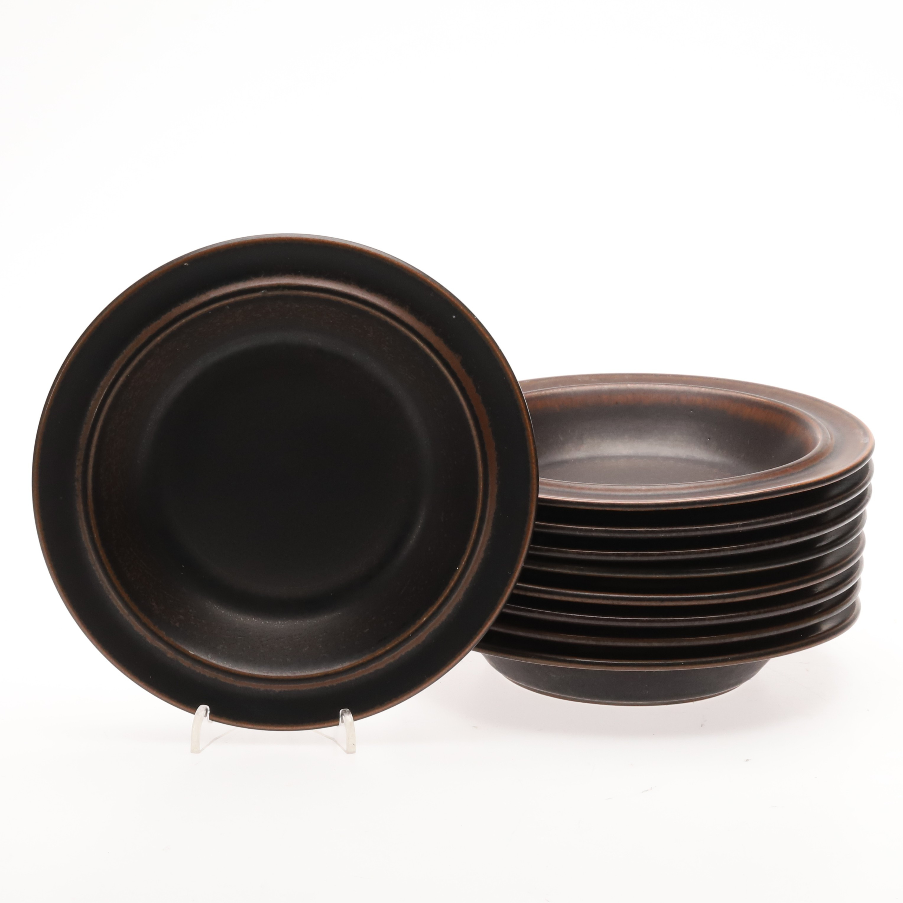 ULLA PROCOPÉ. DJUPA TALLRIKAR, 9 st, stengods, "Ruska", Arabia.