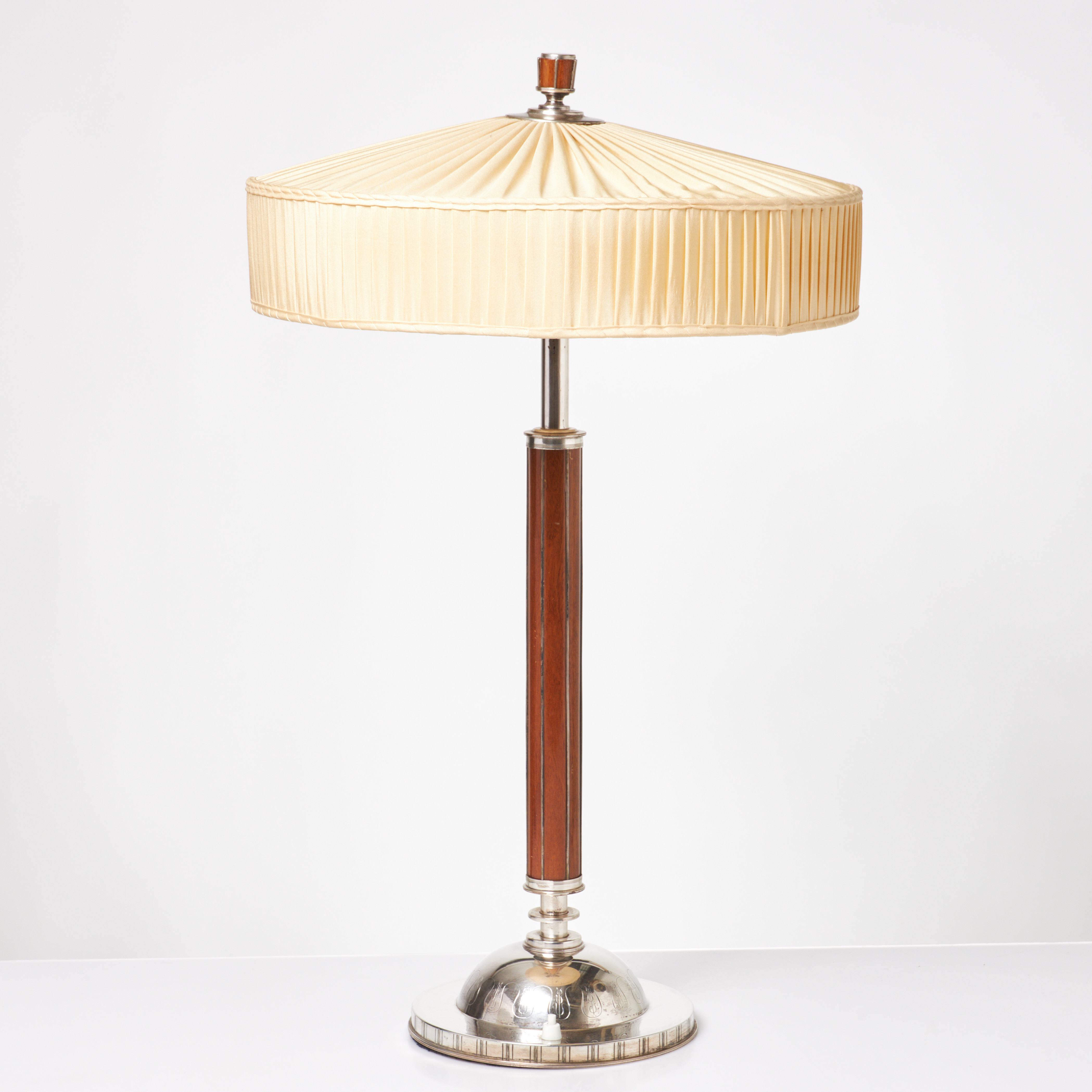 BORDSLAMPA, Silver samt mahogny, Swedish Modern.