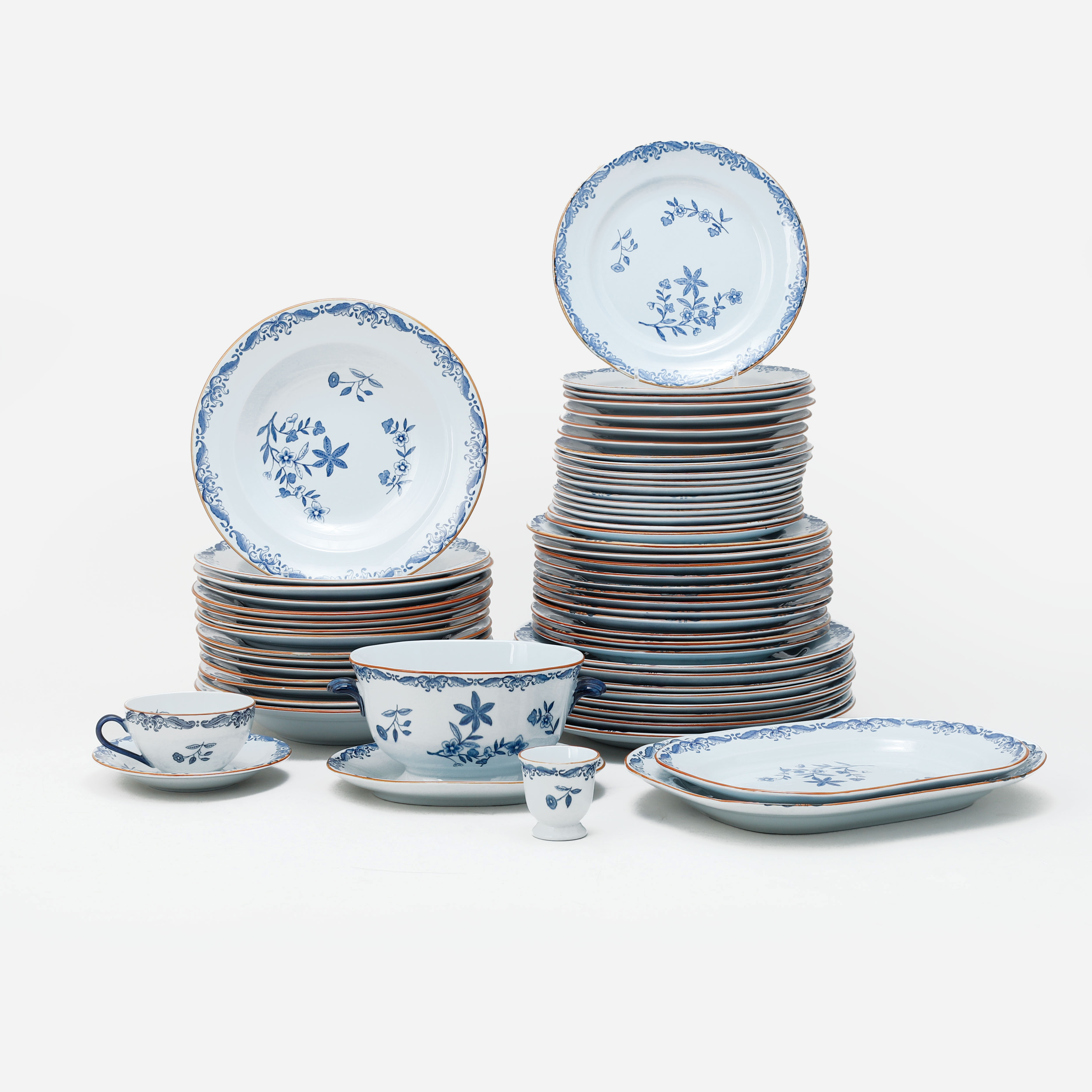MATSERVIS, 84 delar, "Ostindia", flintgods och porslin, Rörstrand, 1900-tal.