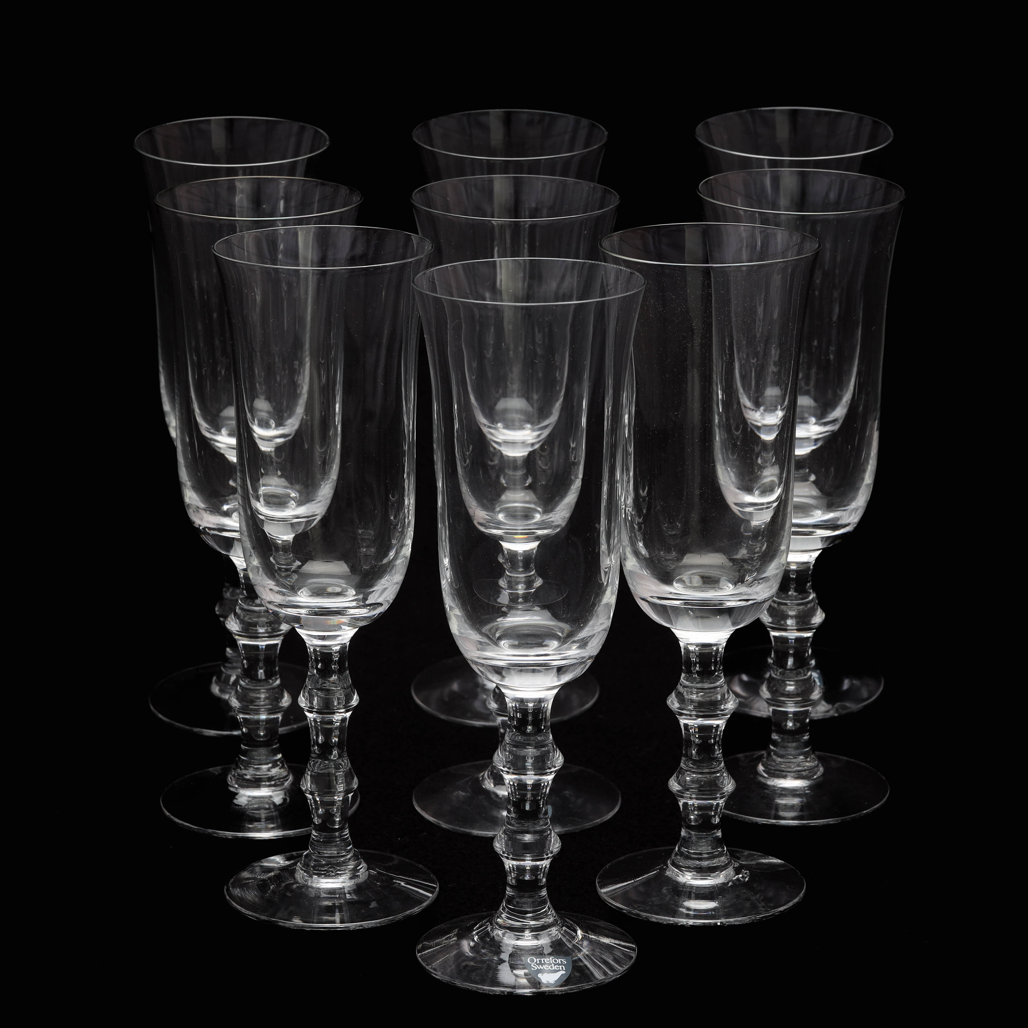 SIMON GATE. Champangeglas, 9 st, "Salut", Orrefors.
