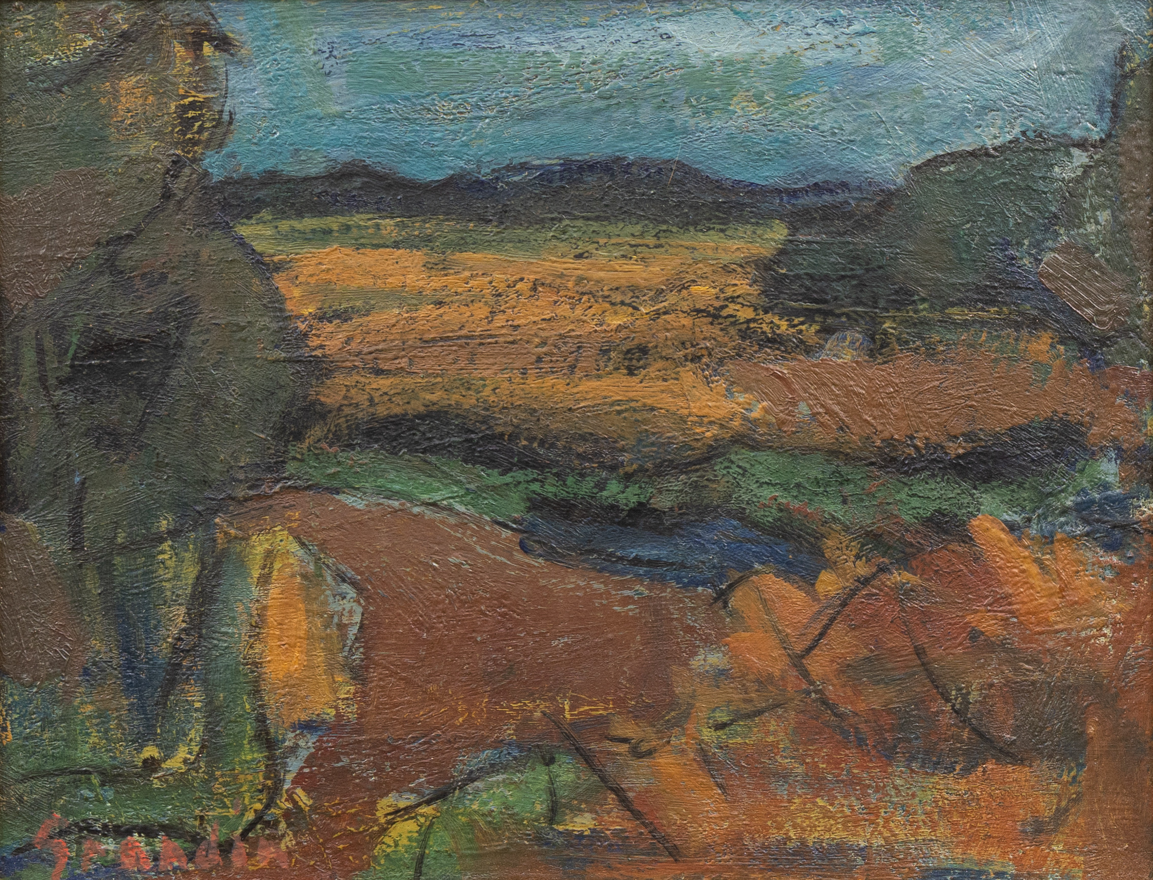 SVÄN GRANDIN (1906-1982). Landskap, olja på pannå, signerad.