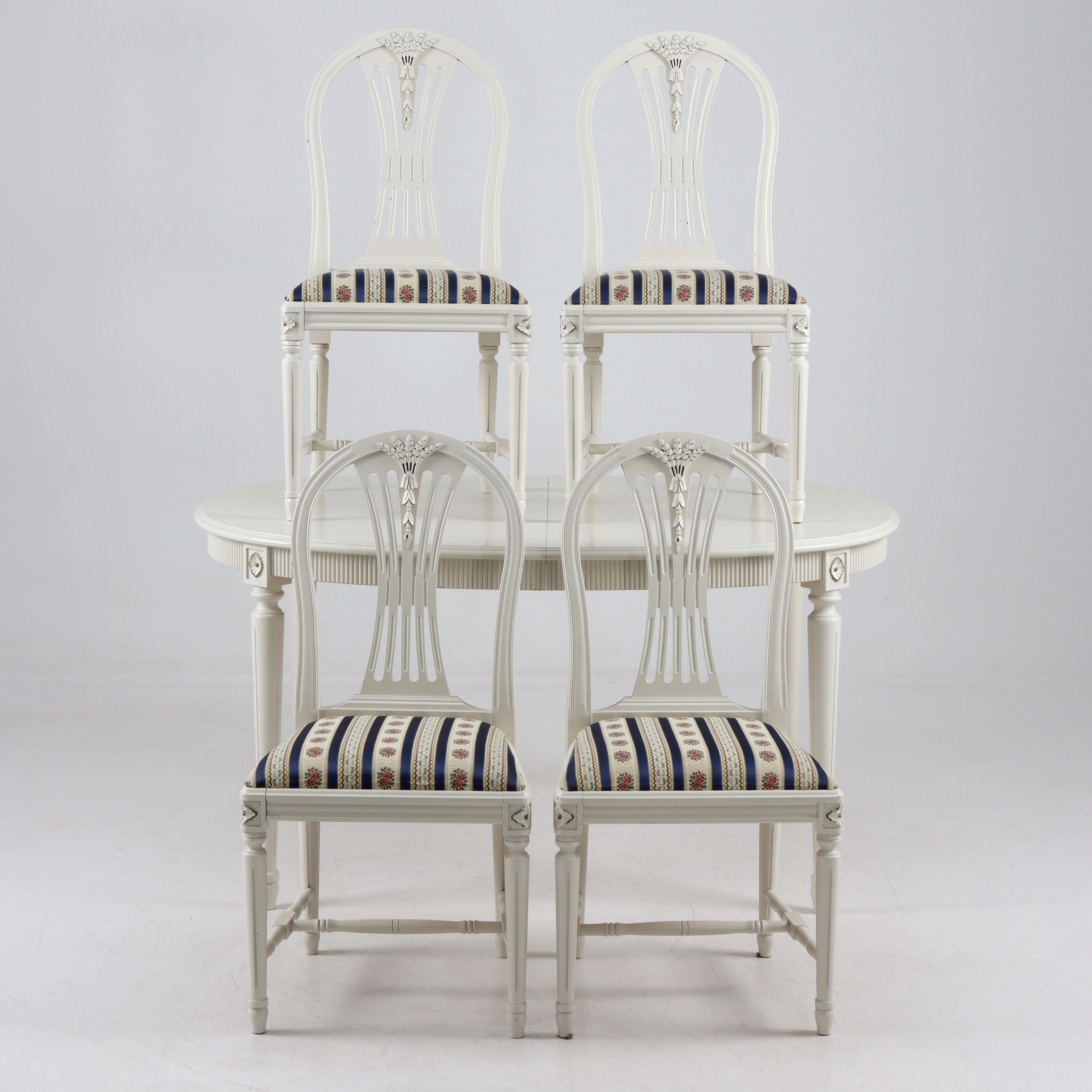 MATGRUPP, 5 delar, Gustaviansk stil, modell Axet. 1900-talets andra hälft.