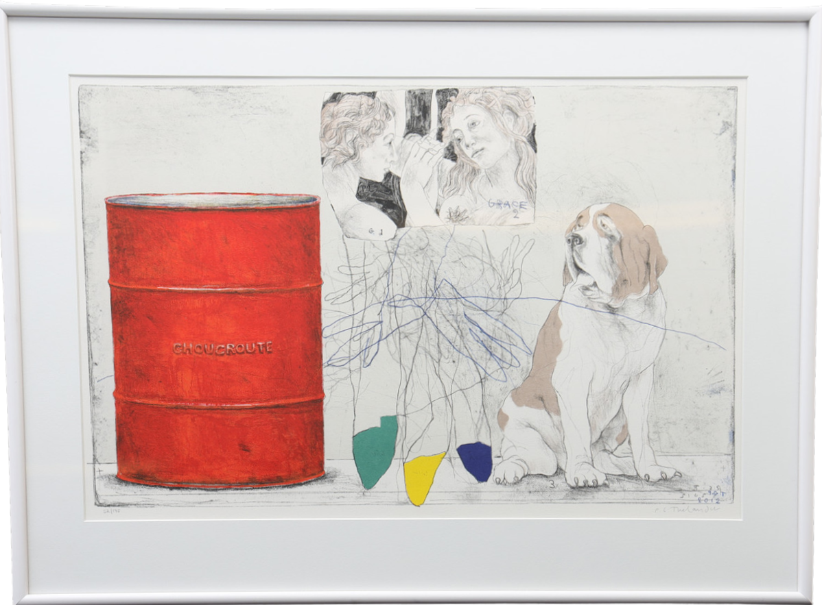 PG THELANDER. "Två gracer" Färglitografi, signerad och numrerad.