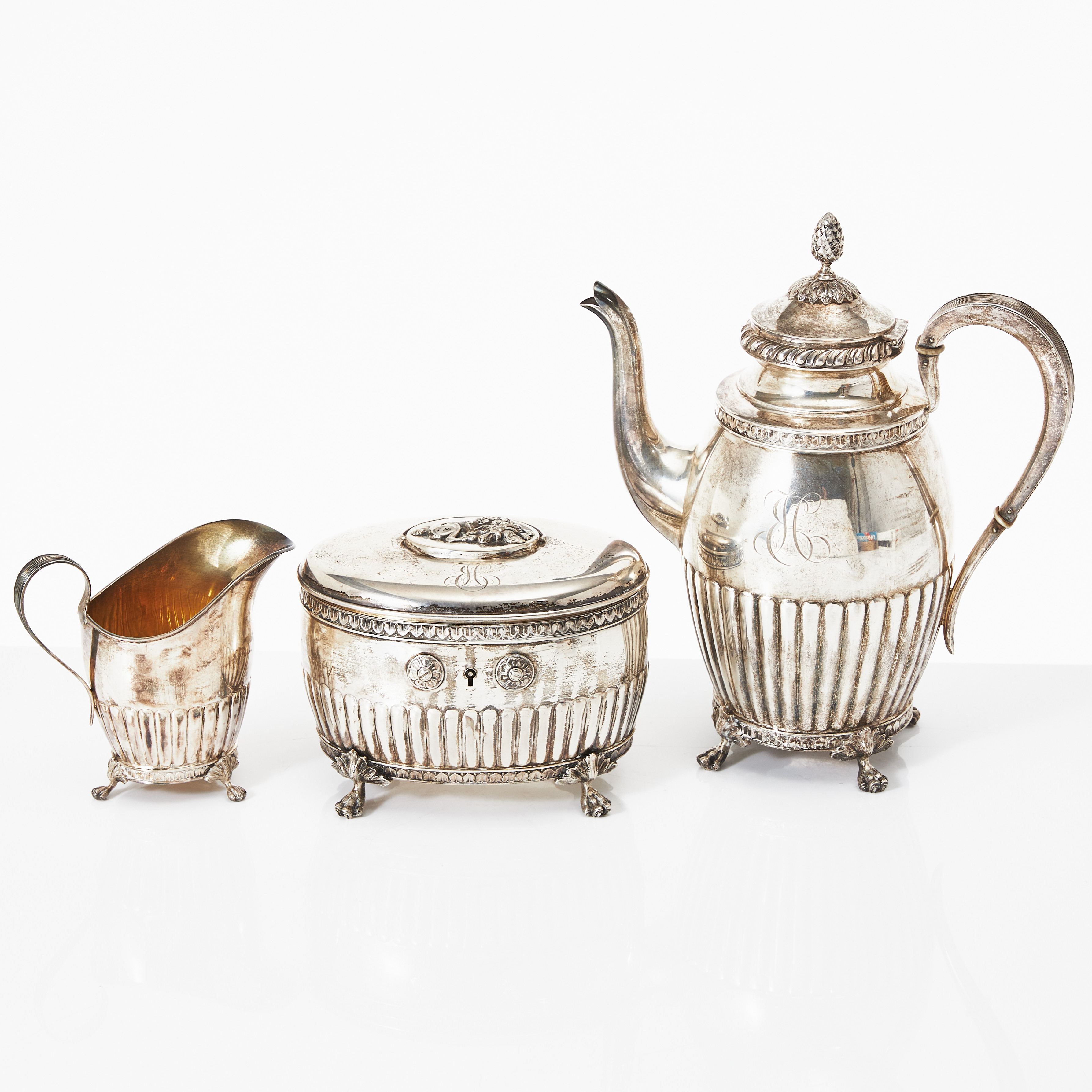 KAFFESERVIS, 3 dlr, silver, GAB, Stockholm 1912 respektive 1913.