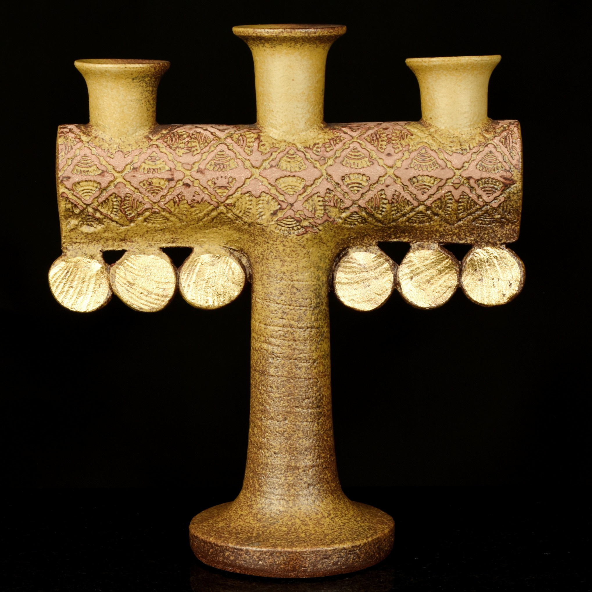 LISA LARSON. Kandelaber, "Medaljong", Gustavsberg, stengods.