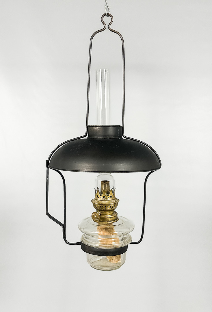 VÄGG / TAKLAMPA, fotogen, metall, glas, 1900-tal.