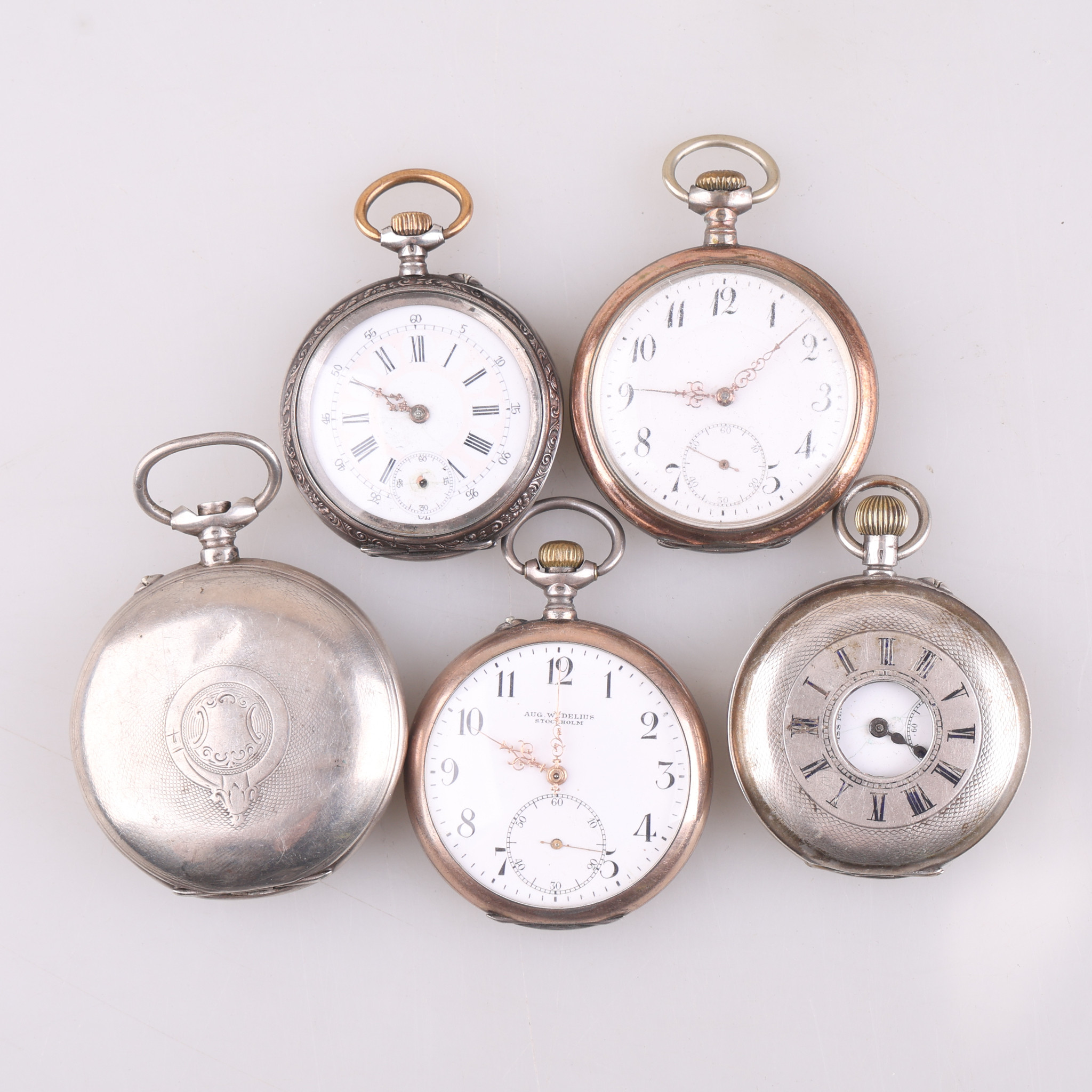 FICKUR, 5 stycken, boetter i silver, tidigt 1900-tal.