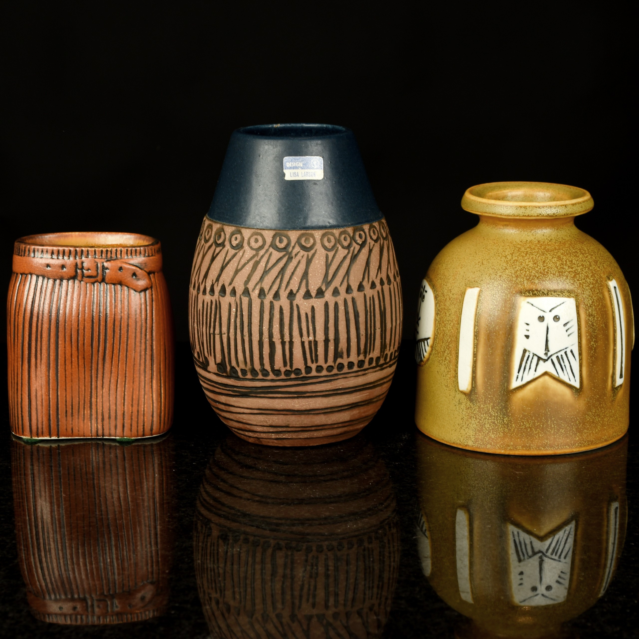 LISA LARSON. Vaser, Gustavsberg, Stengods (3st).