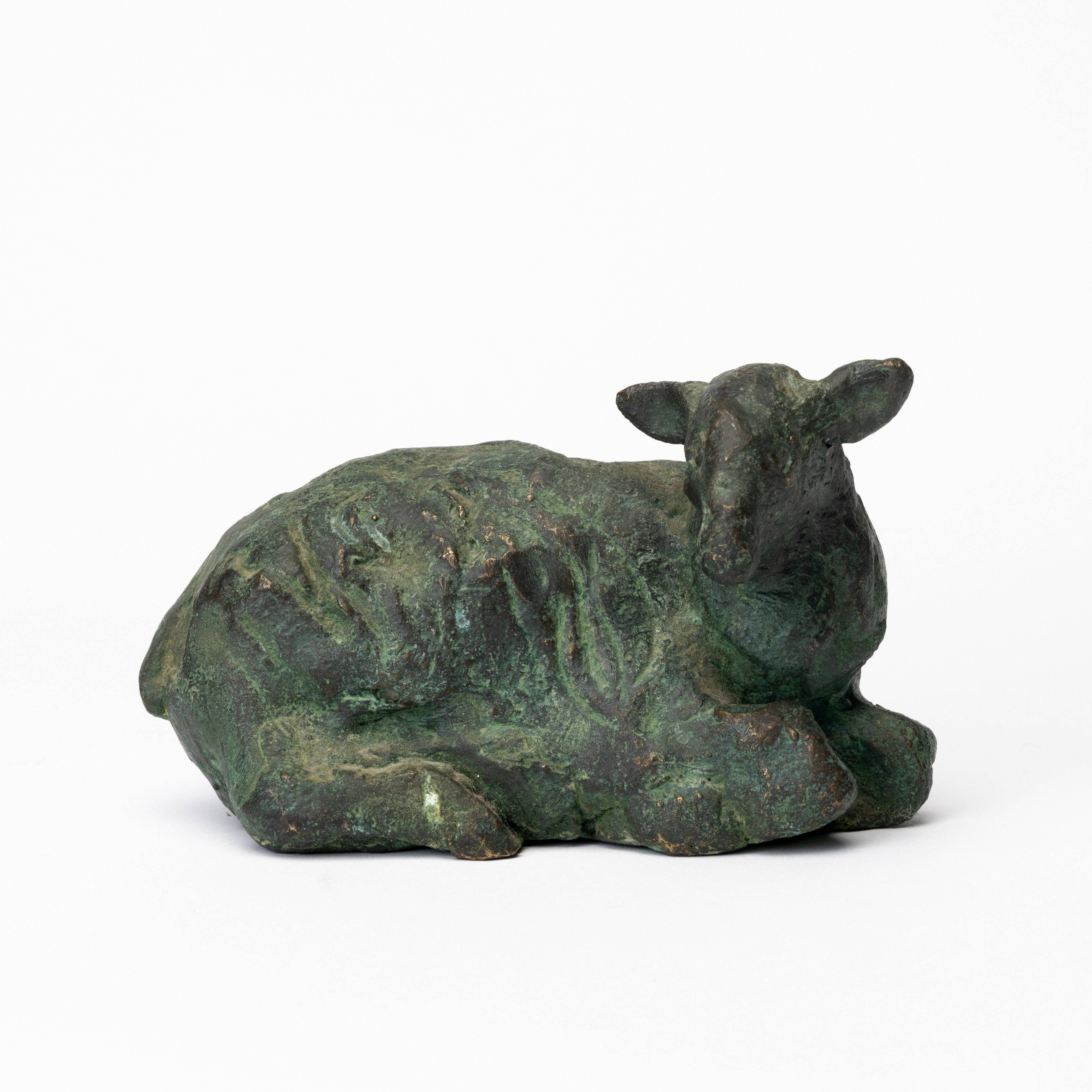 HENRIK ALLERT. Skulptur, grönpatinerad brons, "Får", signerad.
