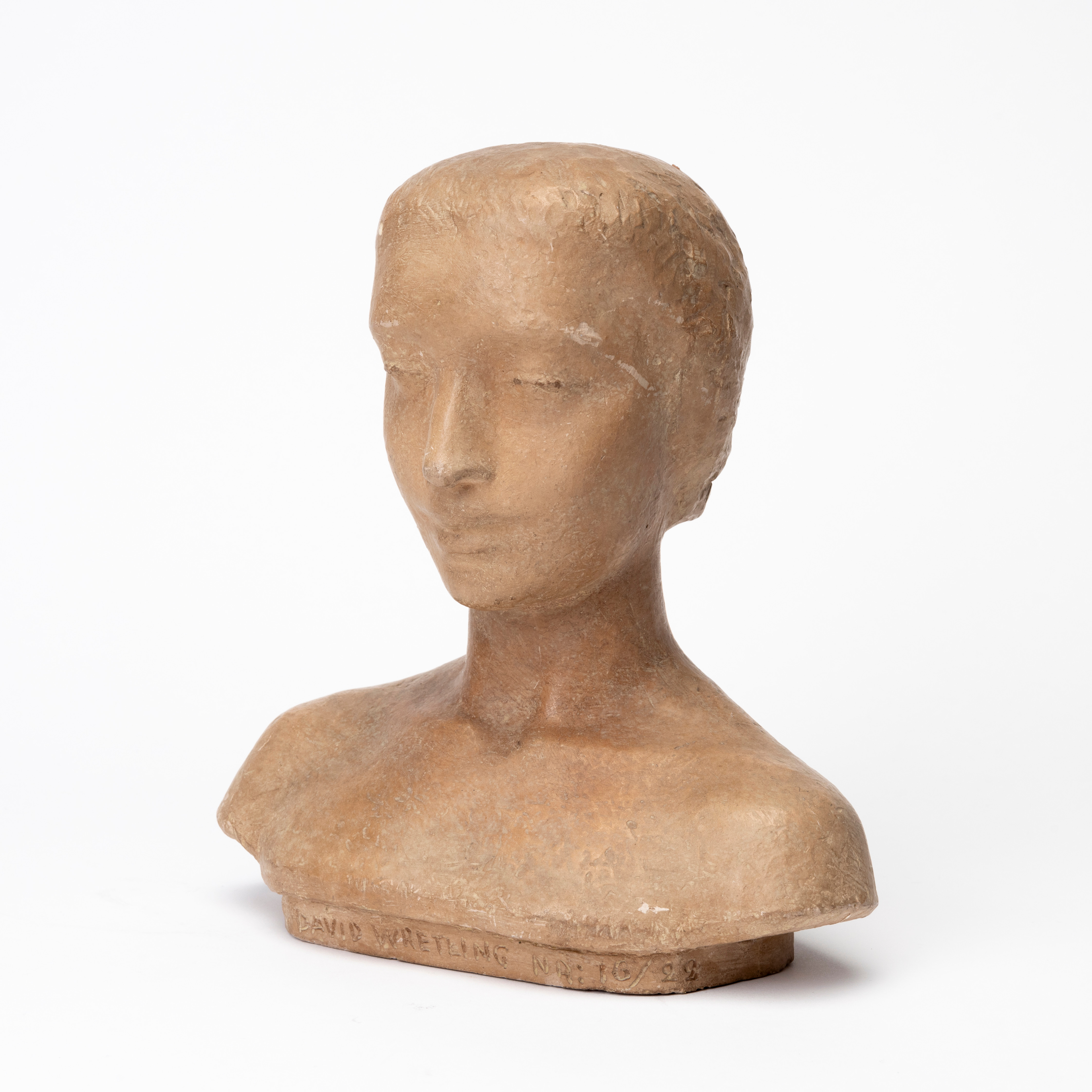 DAVID WRETLING (1901-86). Byst, keramik, Kvinna, signerad och numrerad, 16/22.