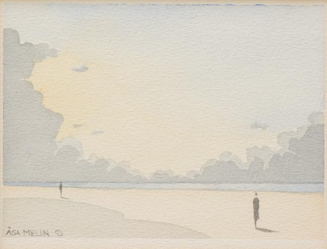 ÅSA MELIN (FÖDD 1955). På Sandhammarens strand, akvarell, signerad.
