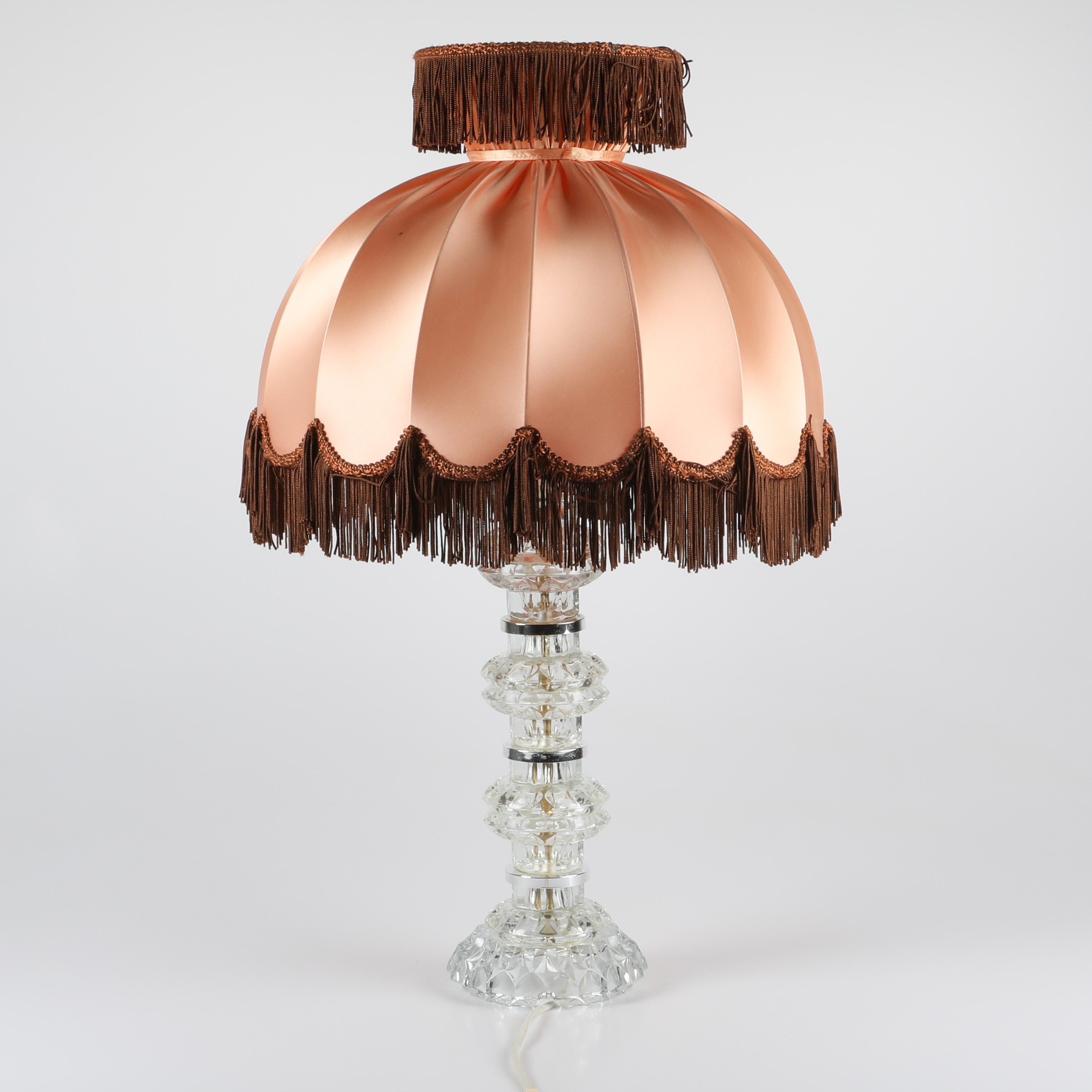 BORDSLAMPA, glas/metall, 1900-tal.