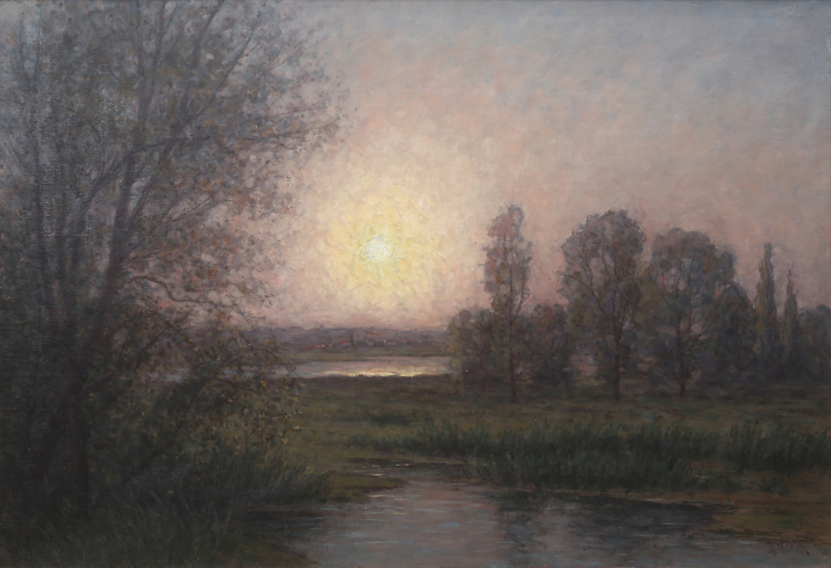 PER EKSTRÖM. Soldis över Öland. Olja på duk, signerad.