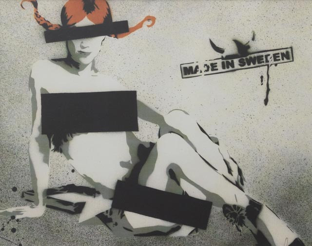 HÖGANÄSGRUPPEN. "Pussyluskan", Pippi, Made in Sweden, litografi, upplaga 99 exemplar, signerad.