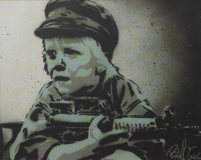 HÖGANÄSGRUPPEN. "Pussyluskan", Pelle med gevär, Made in Sweden, litografi, upplaga 99 exemplar, signerad.