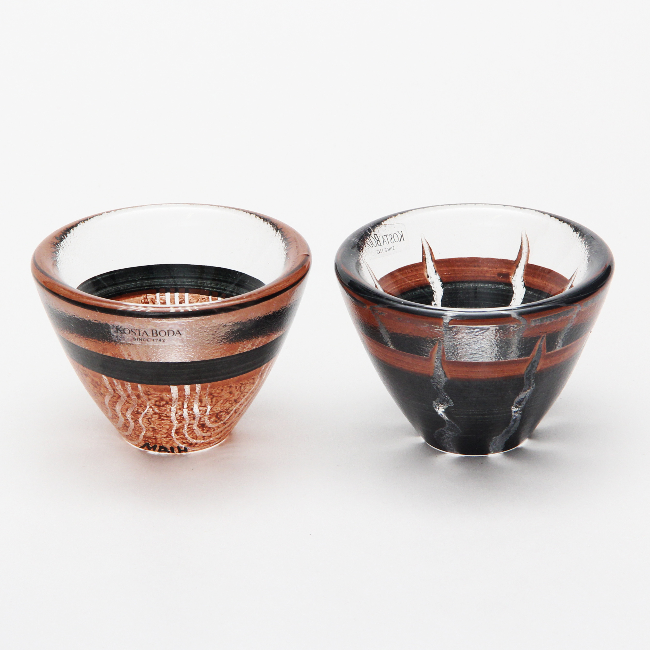 MONICA BACKSTRÖM. MINISKÅLAR 2 st, glas, Kosta Boda.