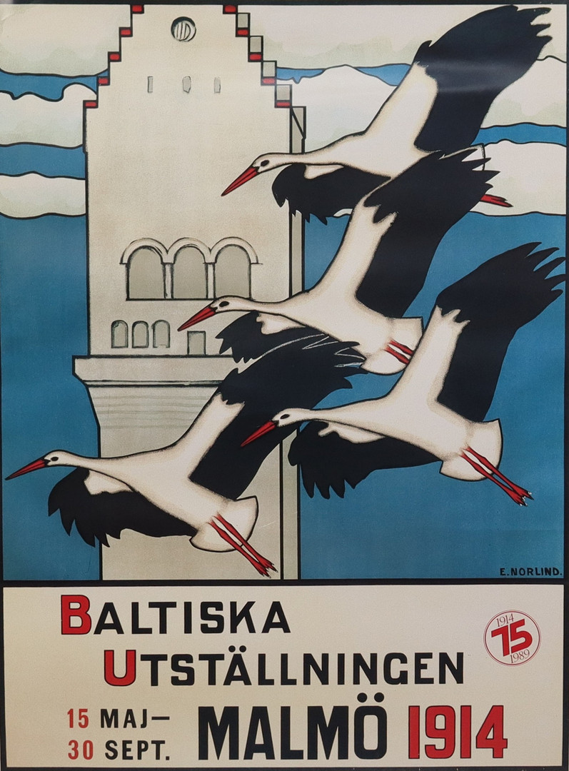 UTSTÄLLNINGSAFFISCH, "Baltiska Utställningen Malmö 1914", motiv av Ernst Norlind.