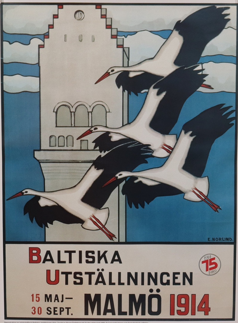 UTSTÄLLNINGSAFFISCH, "Baltiska Utställningen Malmö 1914", motiv av Ernst Norlind.