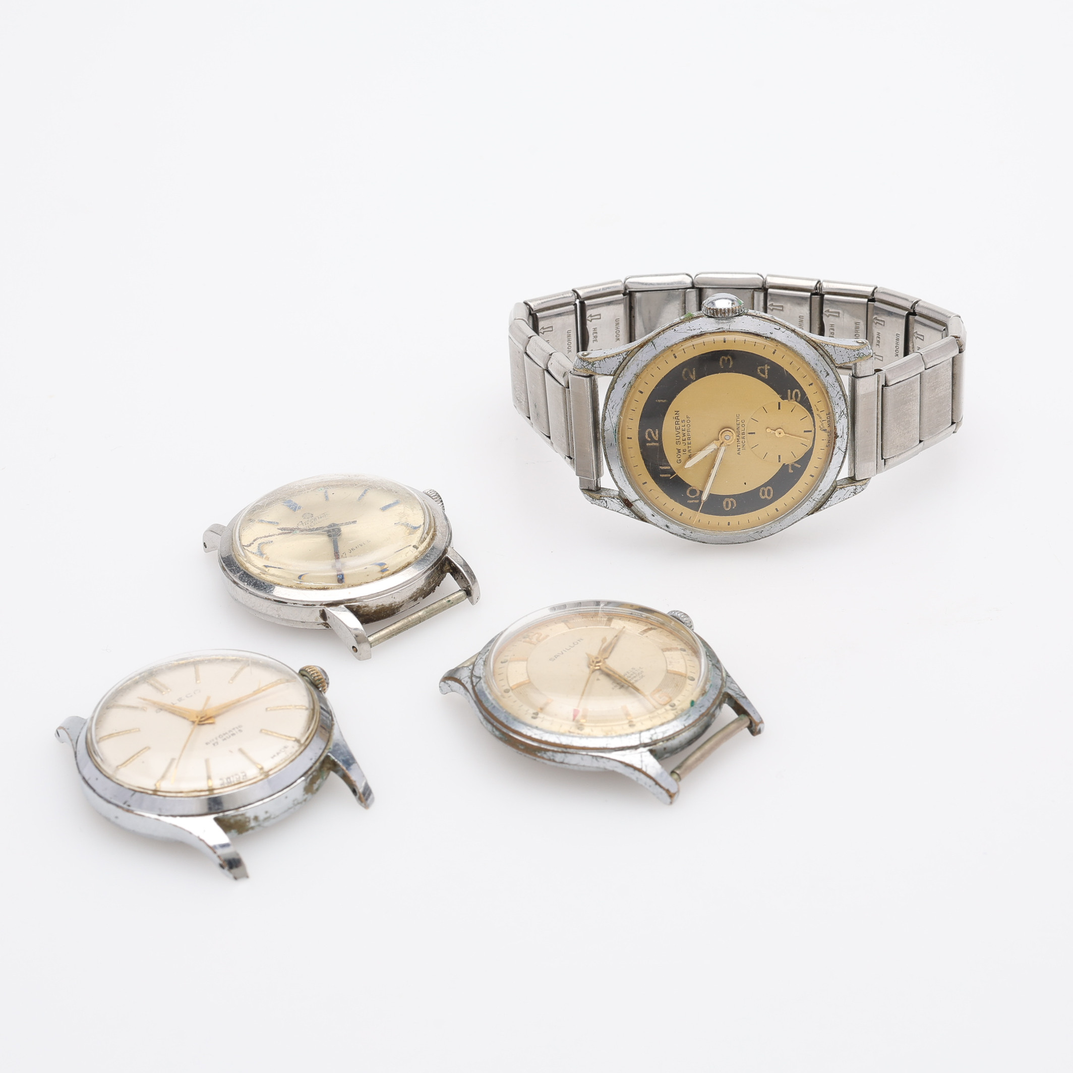 HERRARMBANDSUR, 4 ST, med manuella uppdrag. 1950-tal.