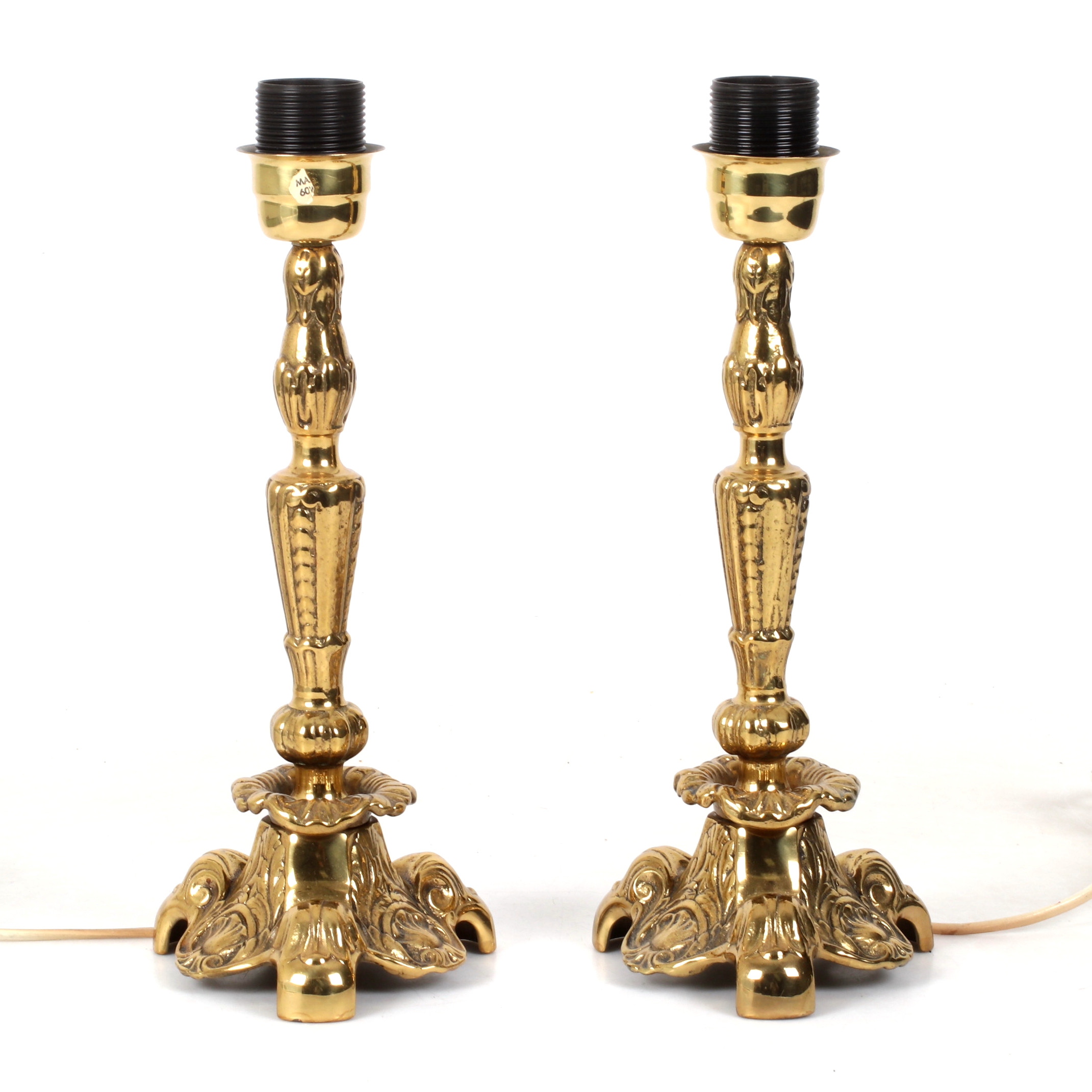 BORDSLAMPOR, ett par, mässing, 1900-tal.