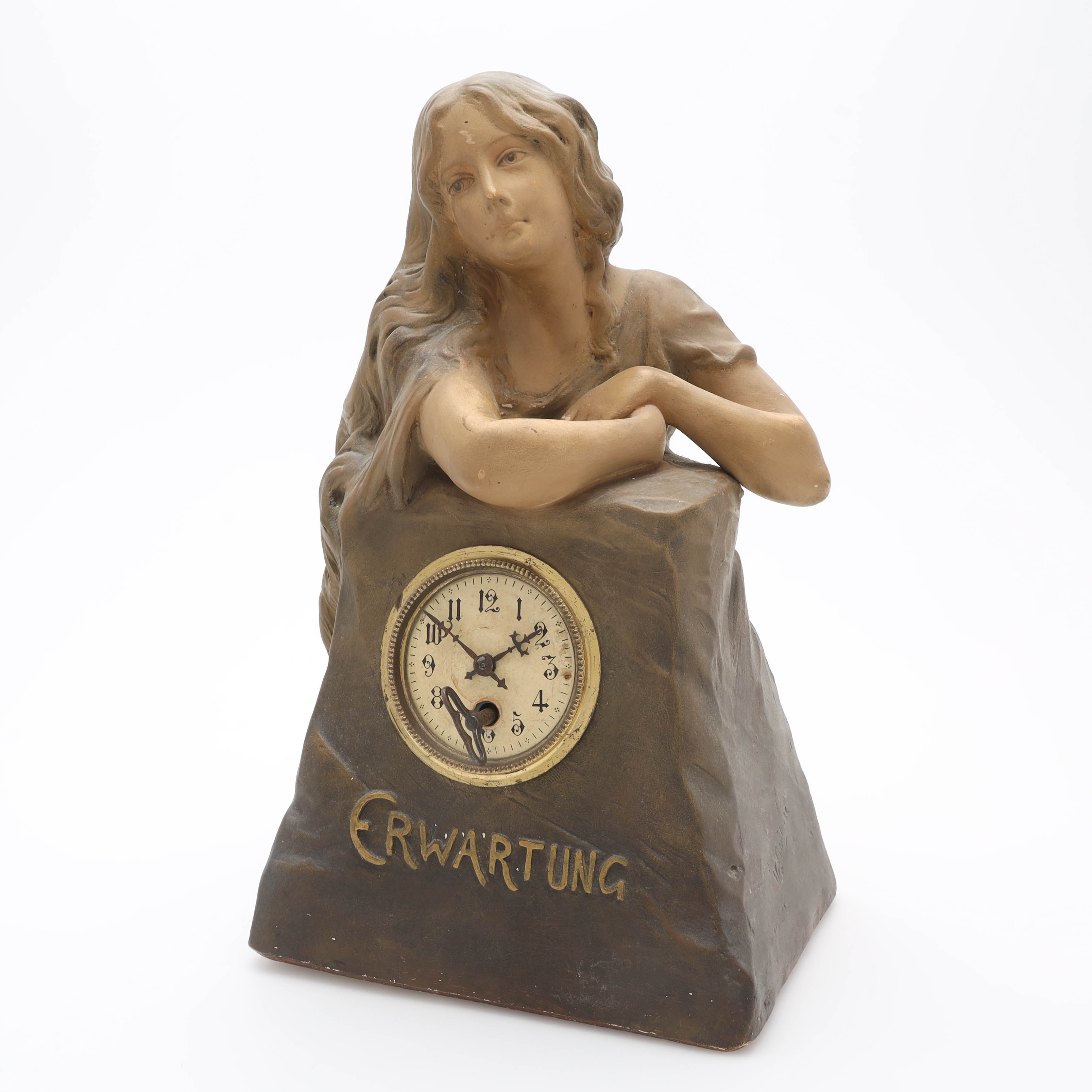 BORDSPENDYL, bemålad gips, jugend, Tyskland.