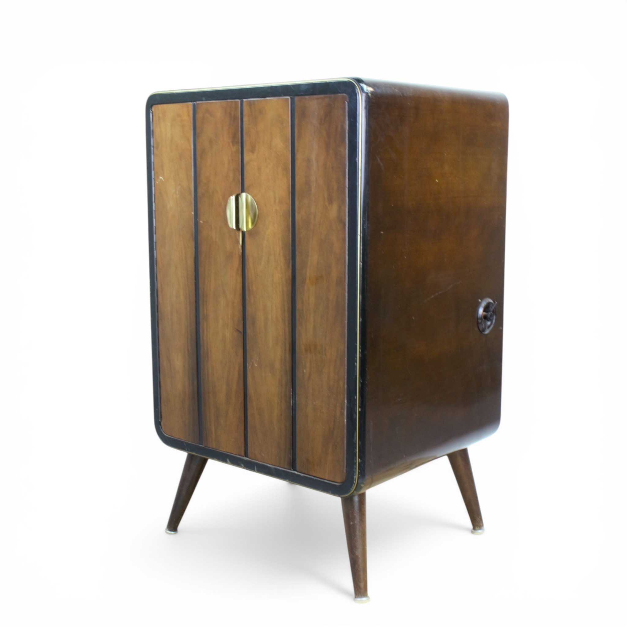 TV-möbel inkl TV, telefunken, mahognyfanér, 1950-tal.