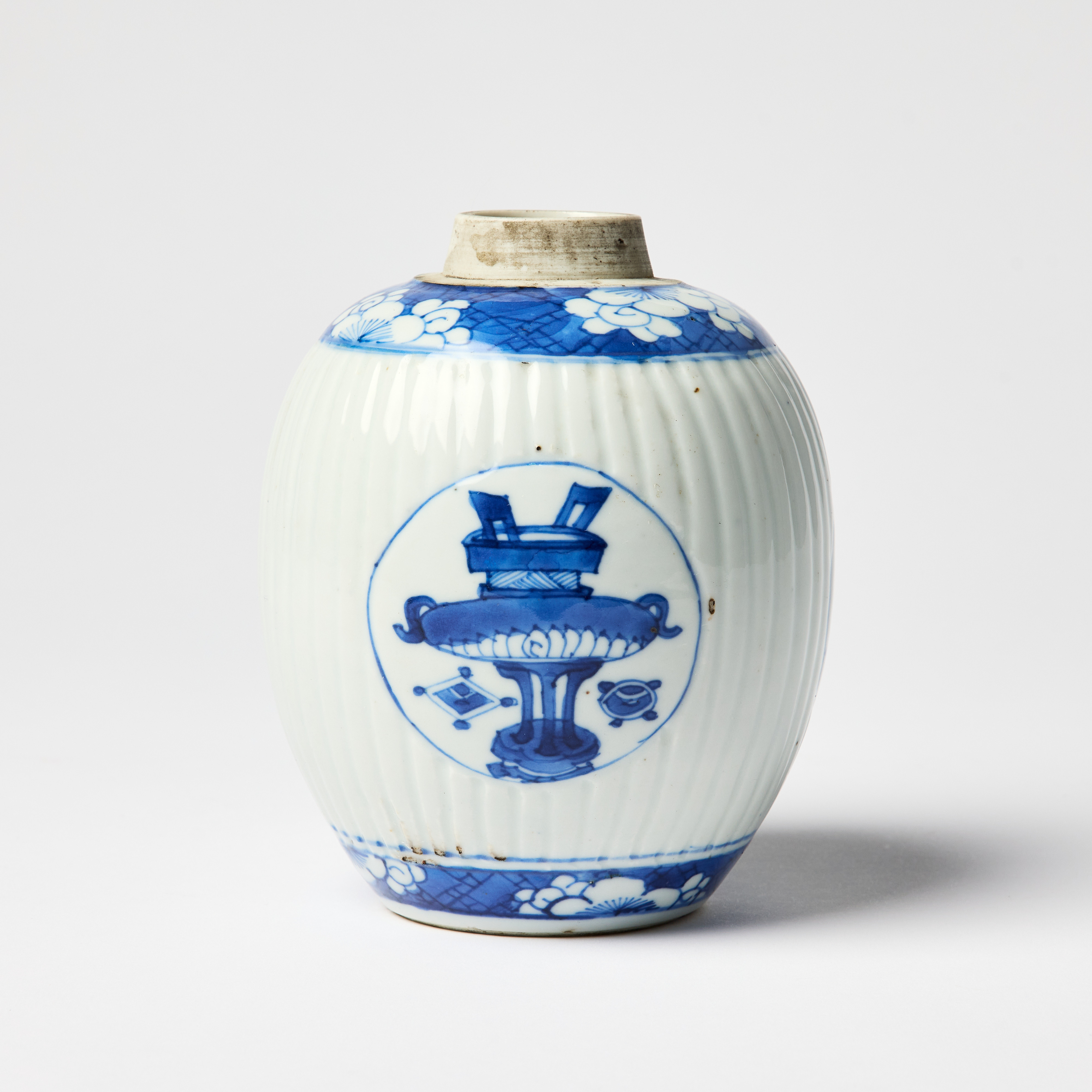 A Chinese Blue and White 'Precious Objects' Jar.