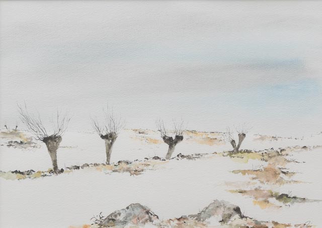KJELL NILSSON (FÖDD 1953). Träd i vinterlandskap, akvarell, signerad.