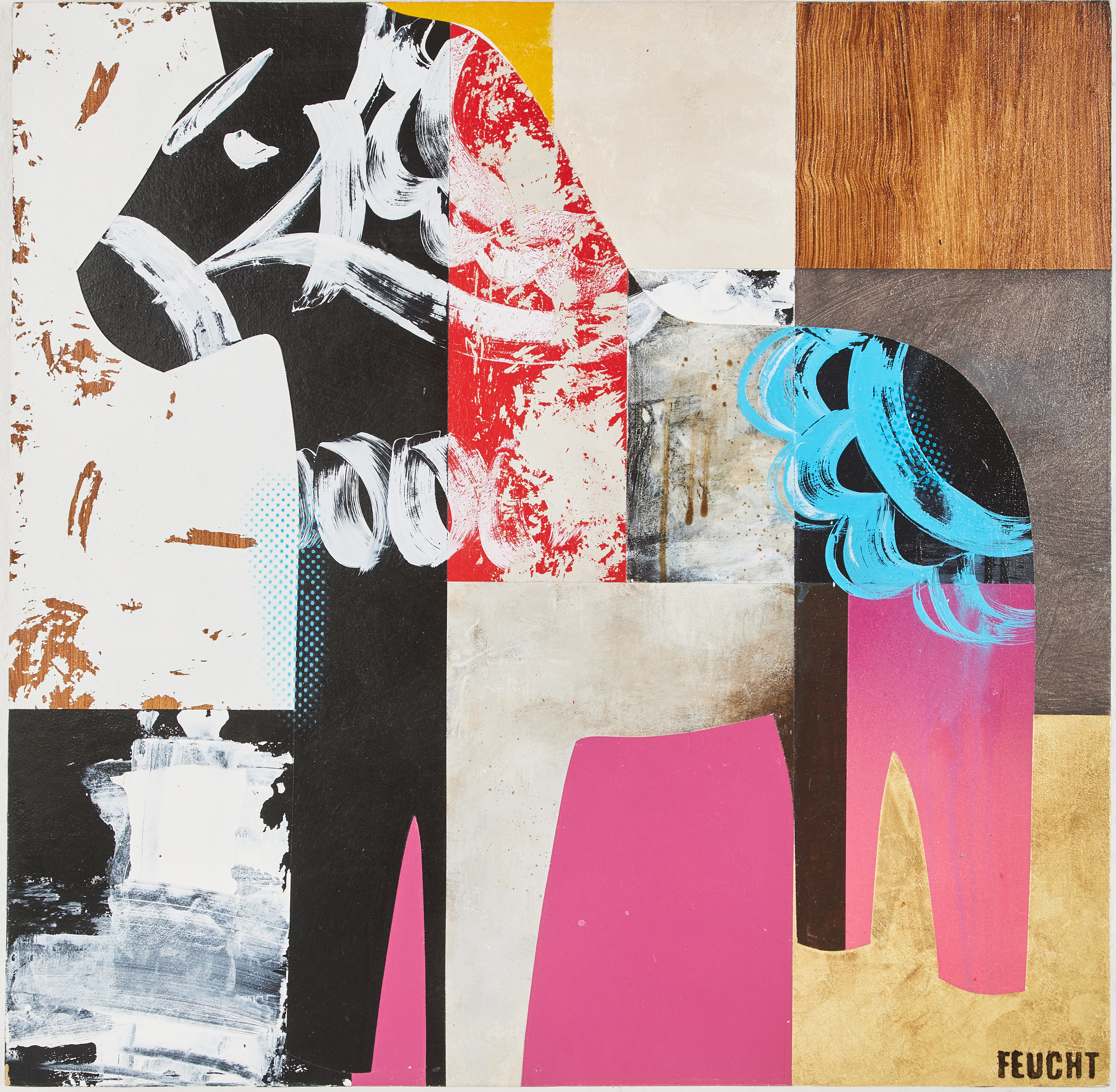 DAVID FEUCHT (FÖDD 1977). "Dalahäst", blandteknik på pannå, signerad.