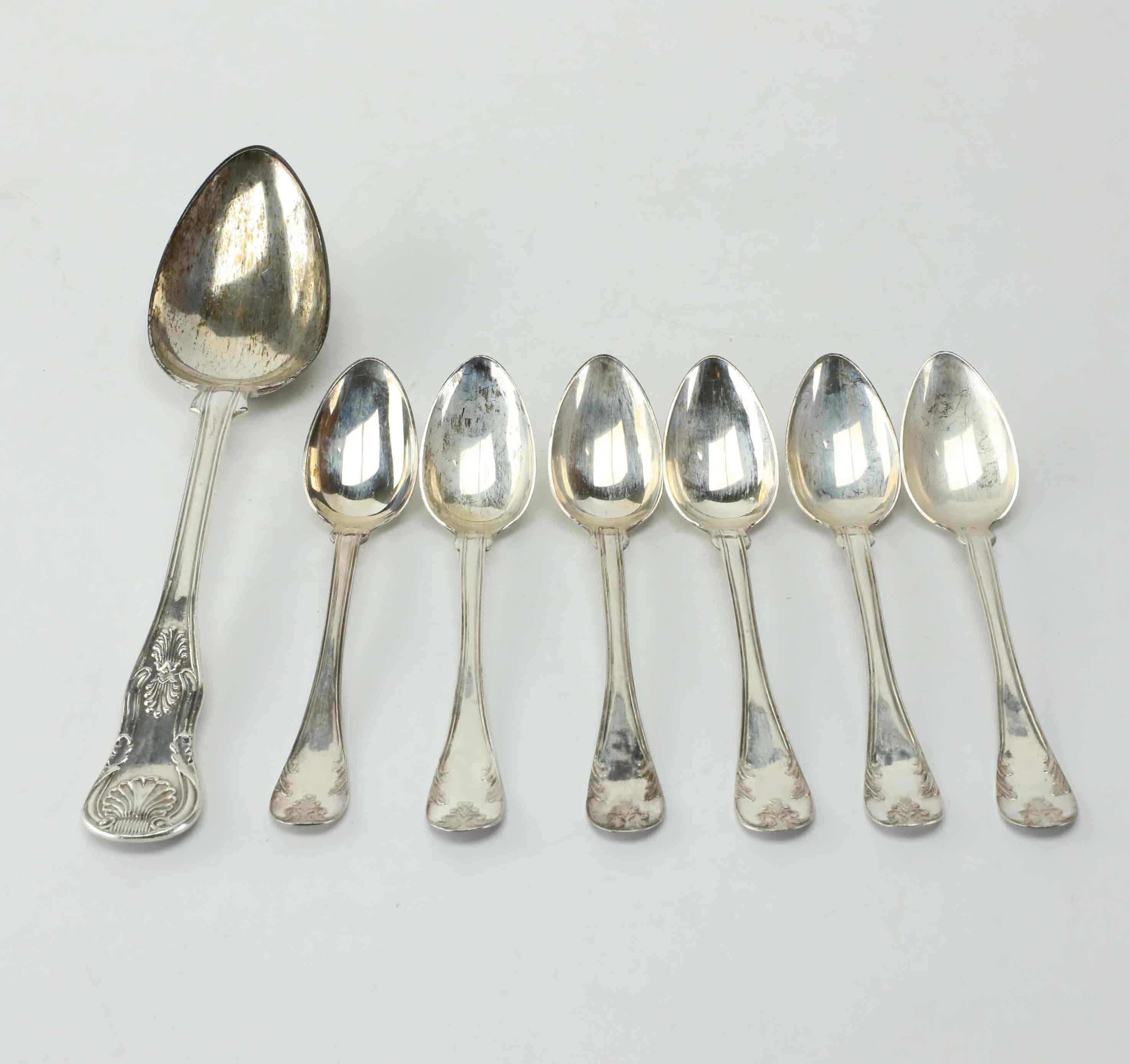 SKEDAR, 7 st, silver, Sverige, 1800-tal.