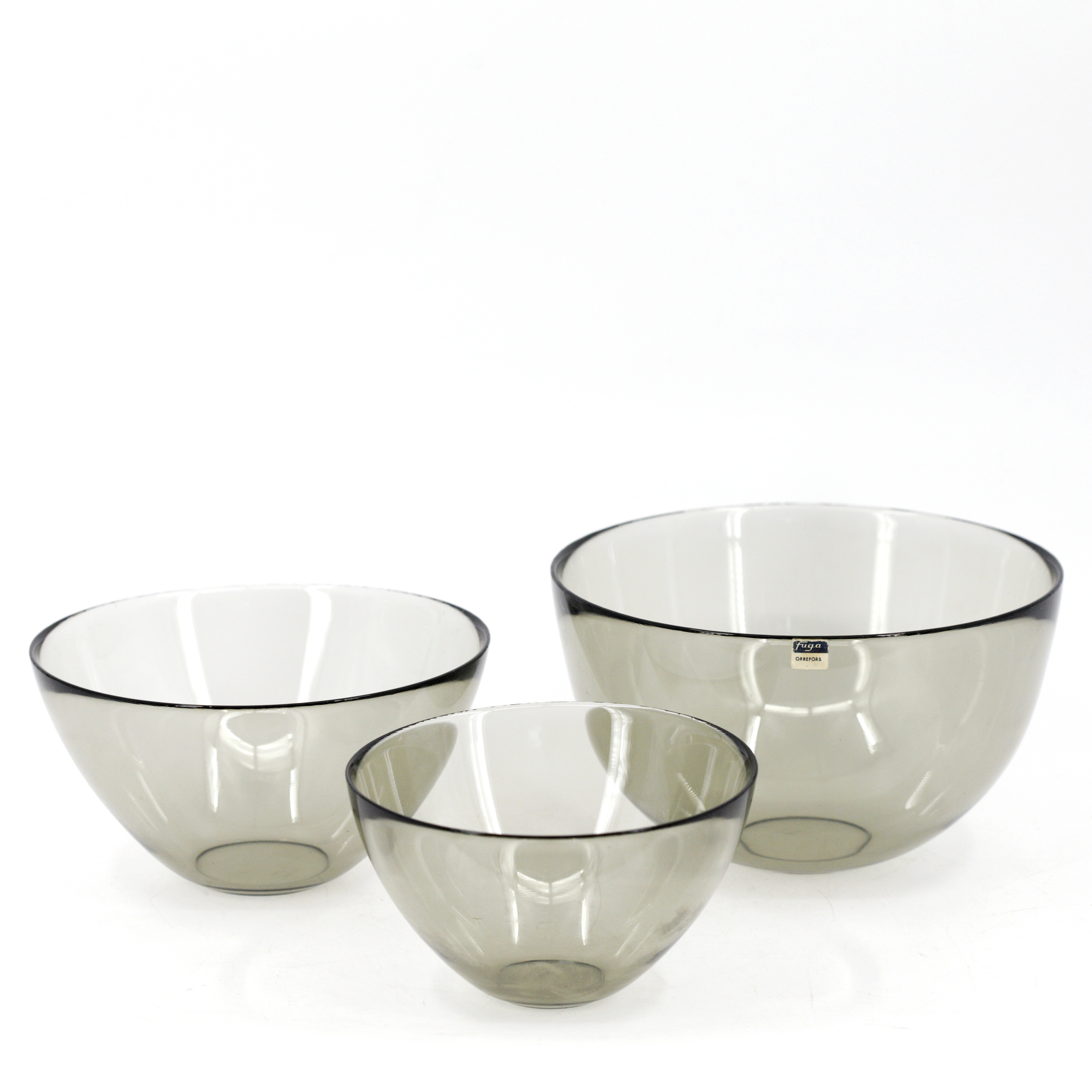 SVEN PALMQVIST. Skålar, 3 delar, "Fuga", glas, Orrefors.