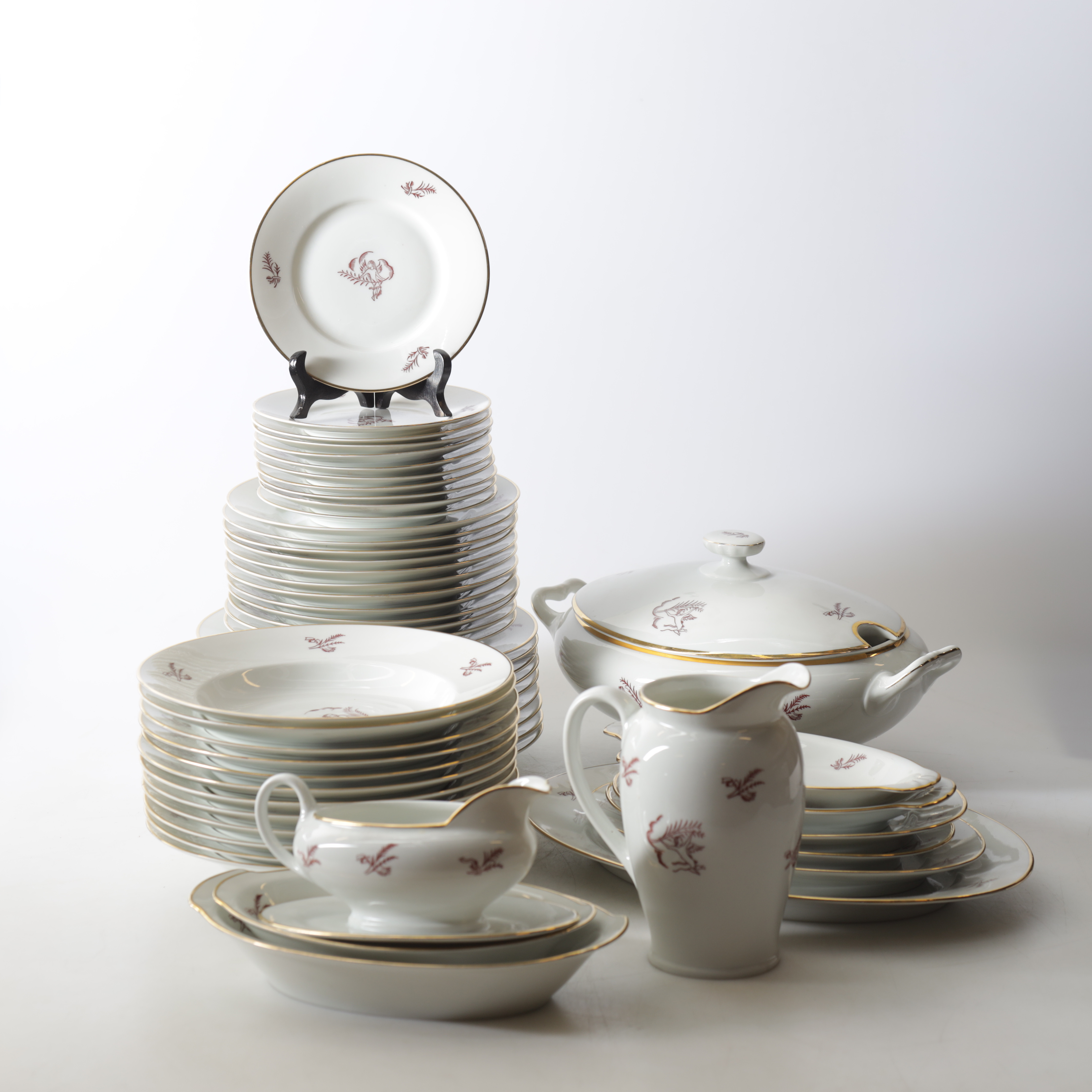 SERVISDELAR, 55 st, porslin, Lidköping ALP, 1900-tal.