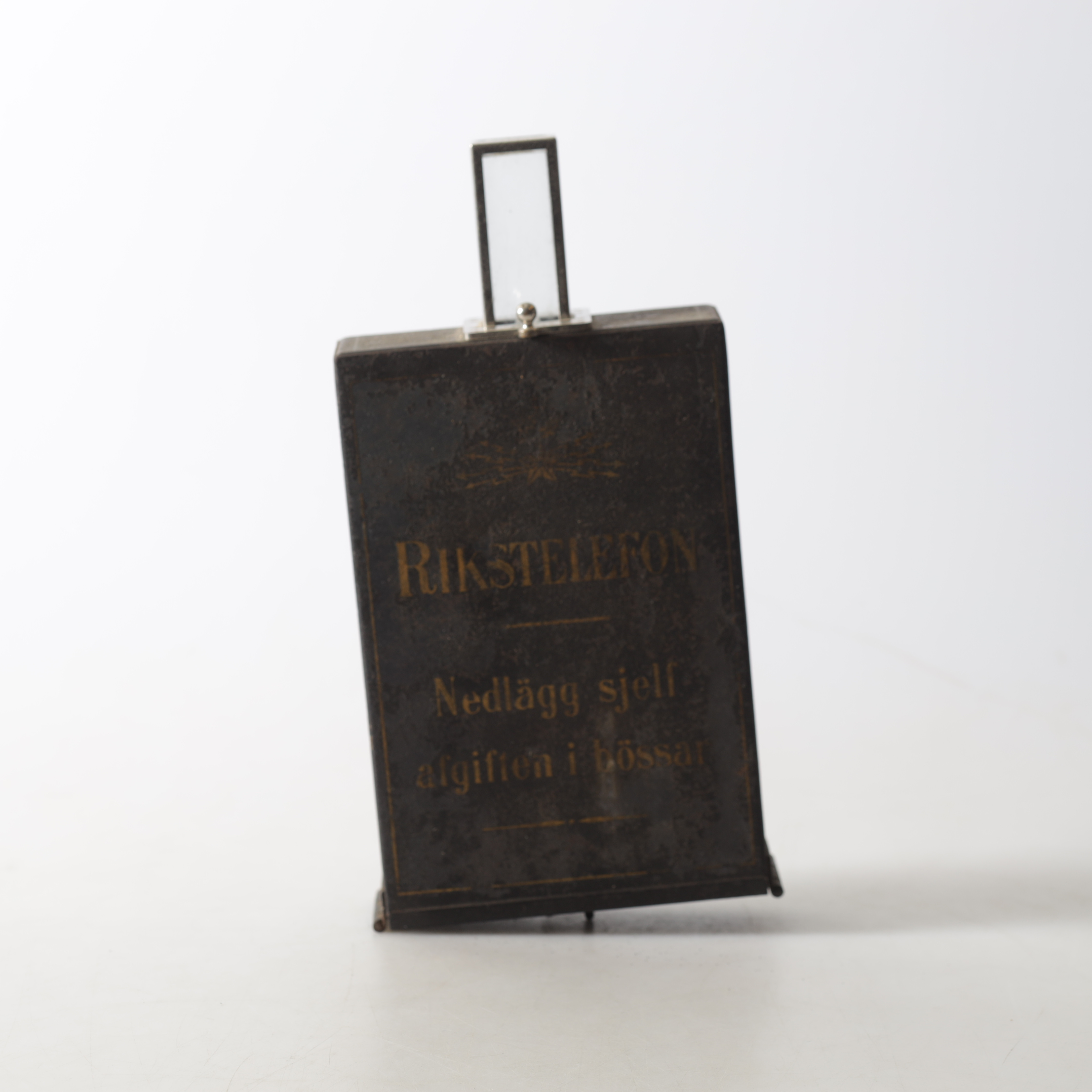 BETALBÖSSA, metall/glas, Rikstelefon, 1900-talets början.