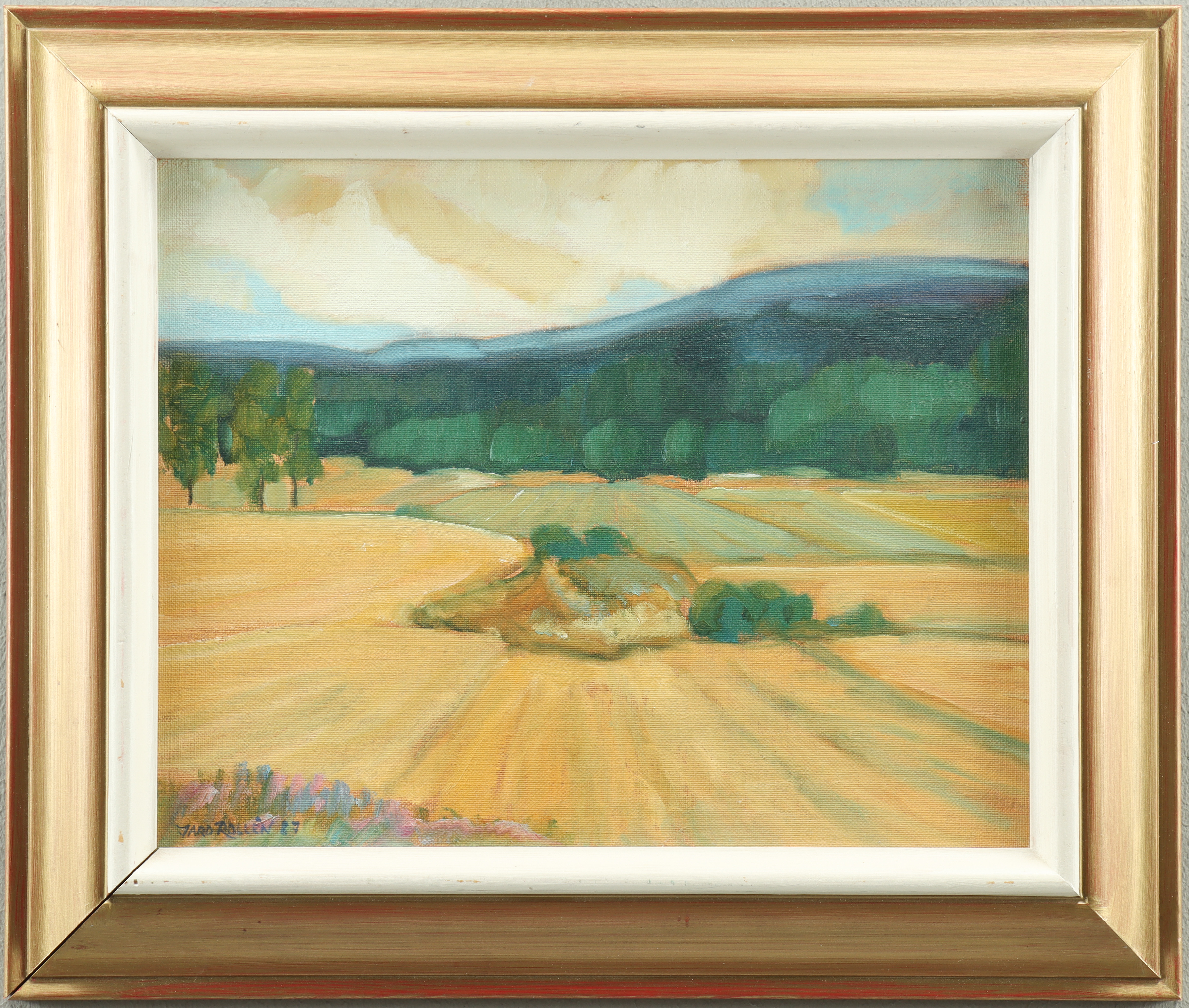 JARD ROLLÉN. Olja på pannå, signerad 87.
