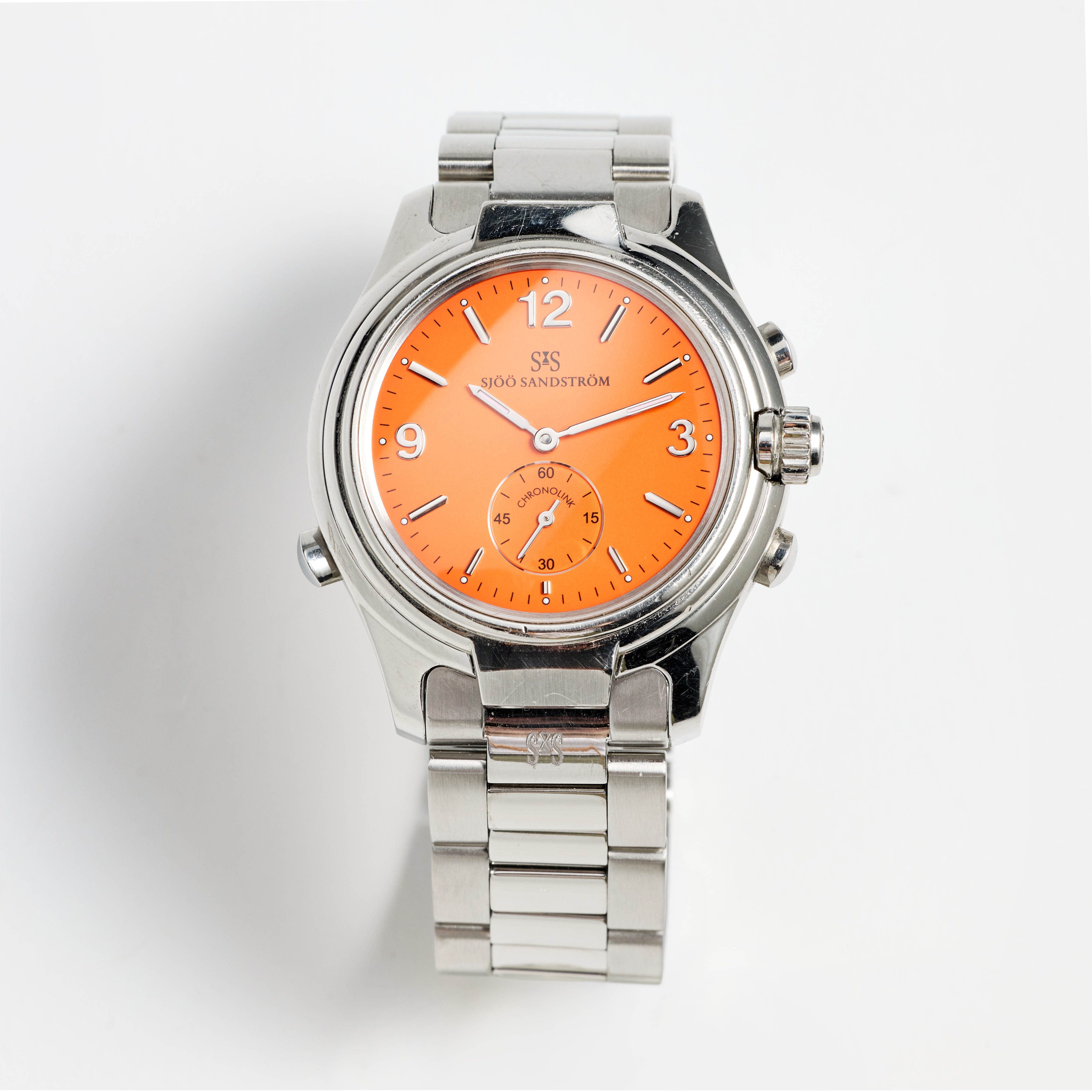 SJÖÖ SANDSTRÖM, Chronolink, Worldtimer UTC Golf counter, armbandsur, 40 mm, stål / titan, certifikat, maj 2007.