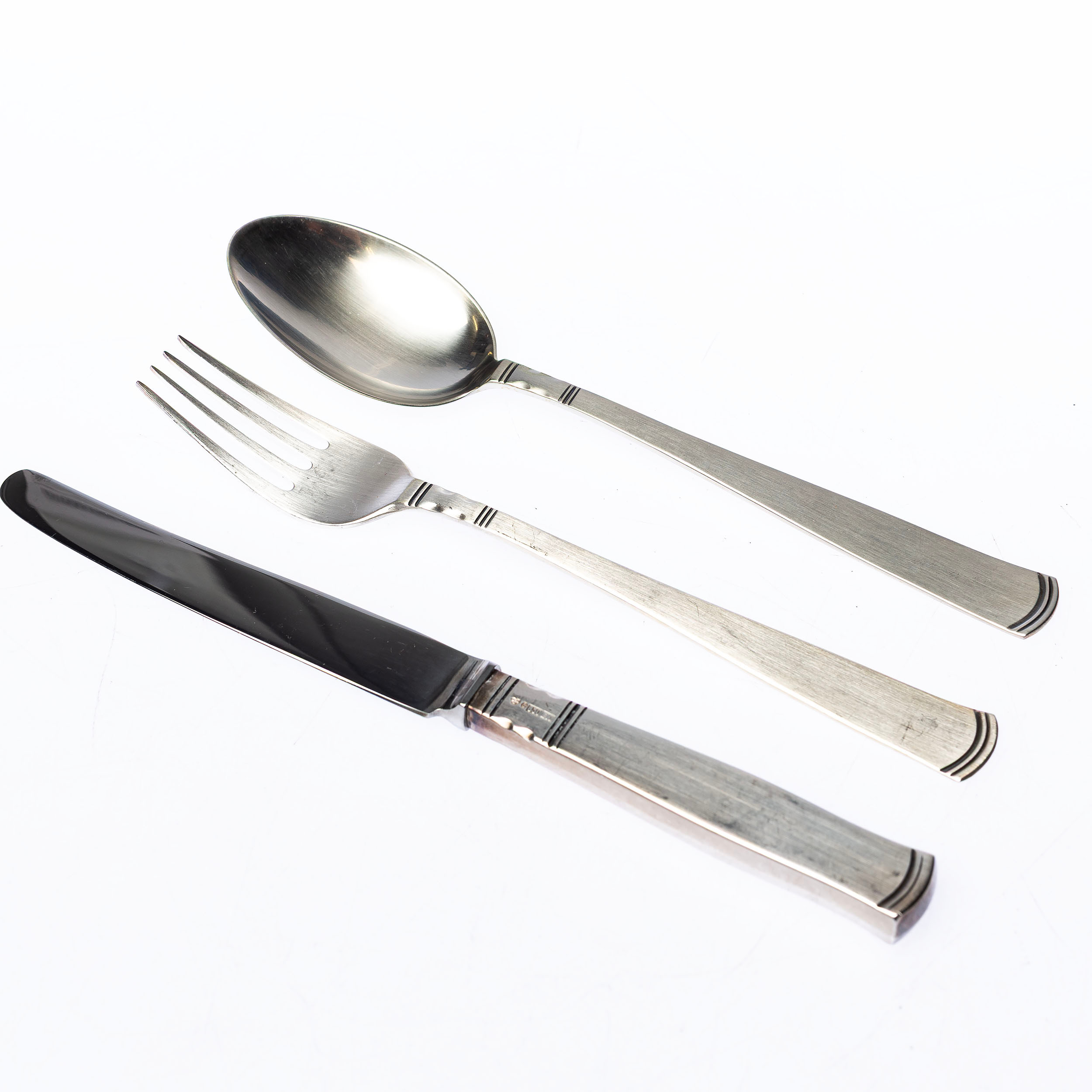 JACOB ÄNGMAN. Bestickuppsättning, för 6 personer, 18 delar, "Rosenholm", GAB, Stockholm, silver ca 850g brutto.